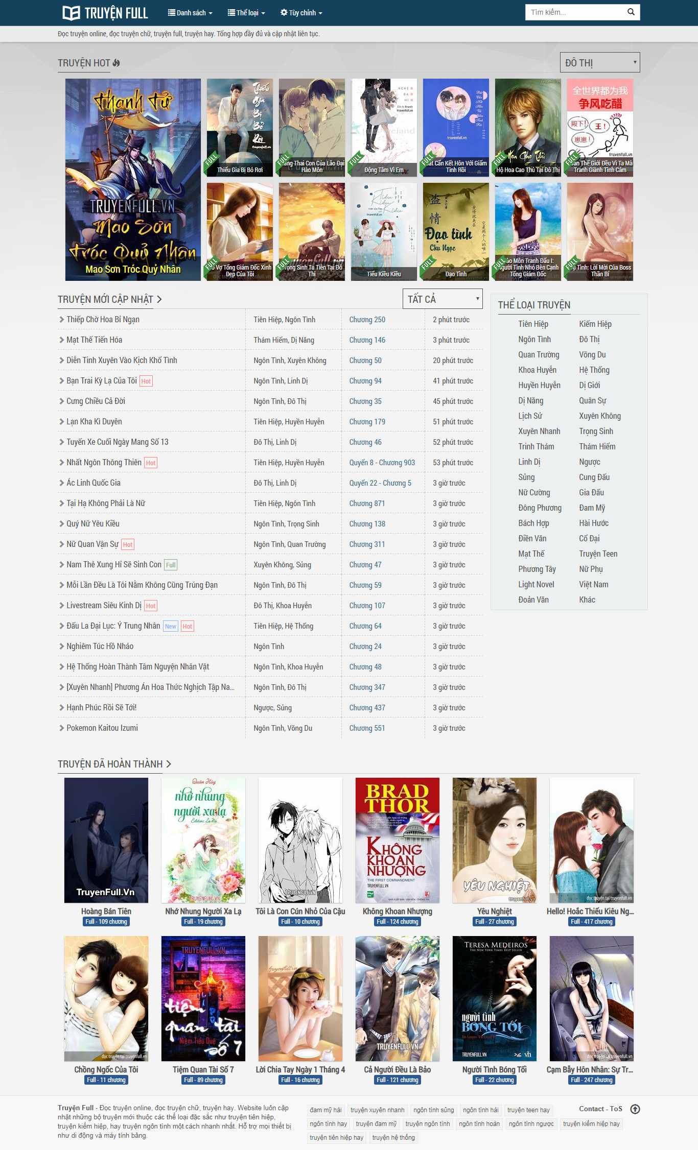 Thiết kế web blog chuyện - truyenfull.vn
