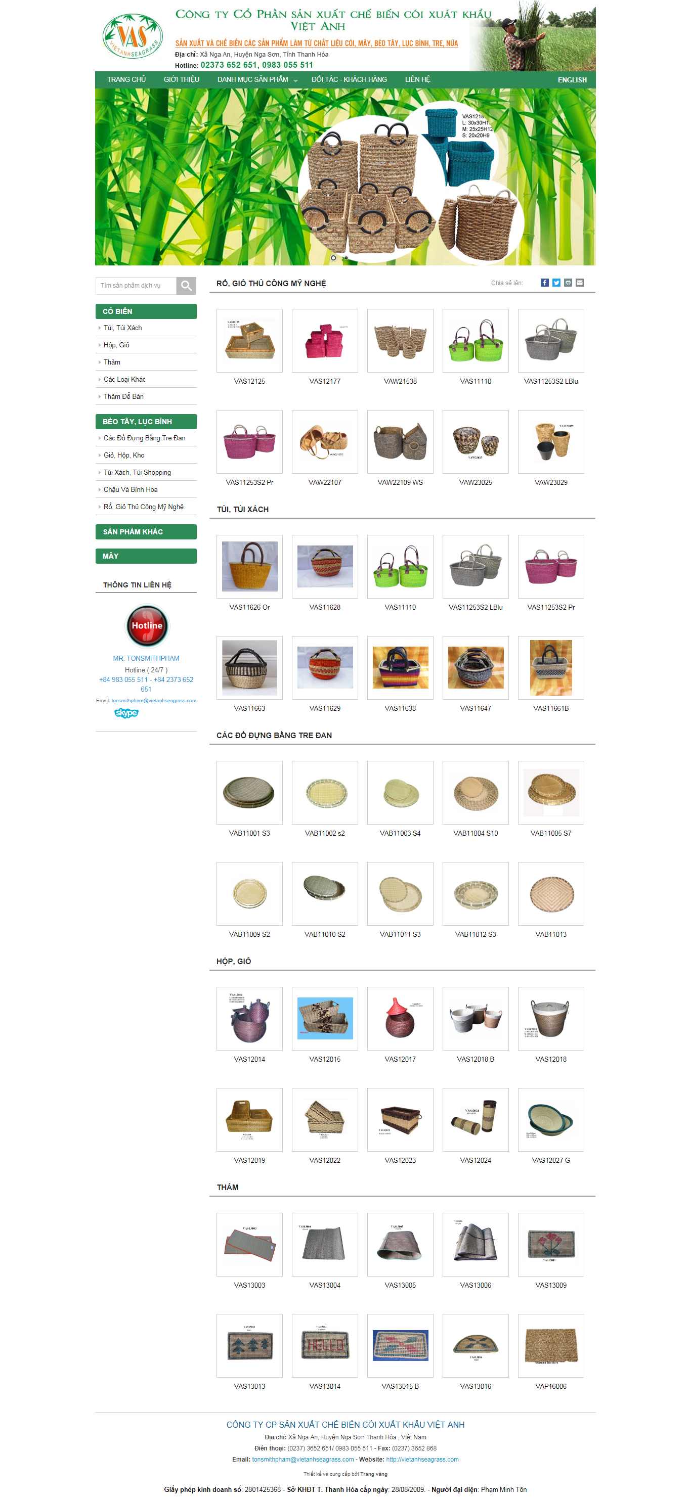 Thiết kế Web Thủ công mỹ nghệ - vietanhseagrass.com