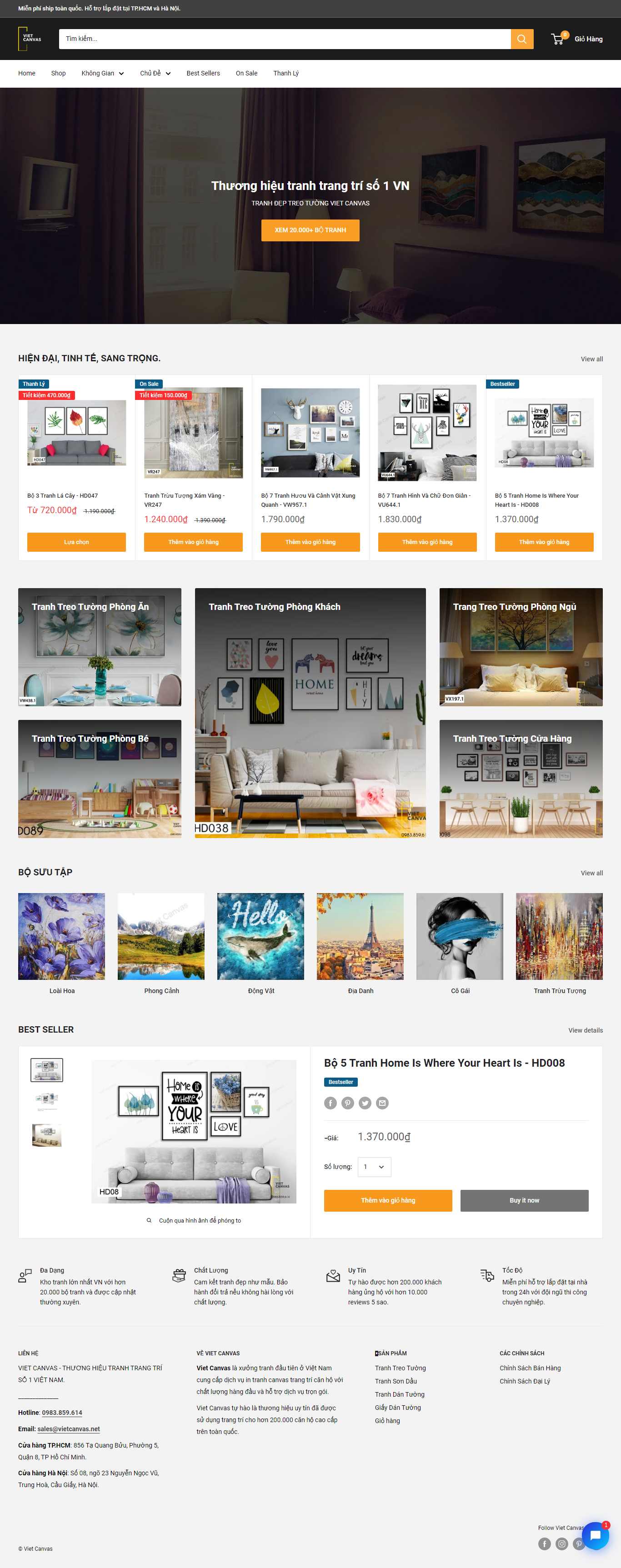 Thiết kế web bán tranh 3d - vietcanvas.net