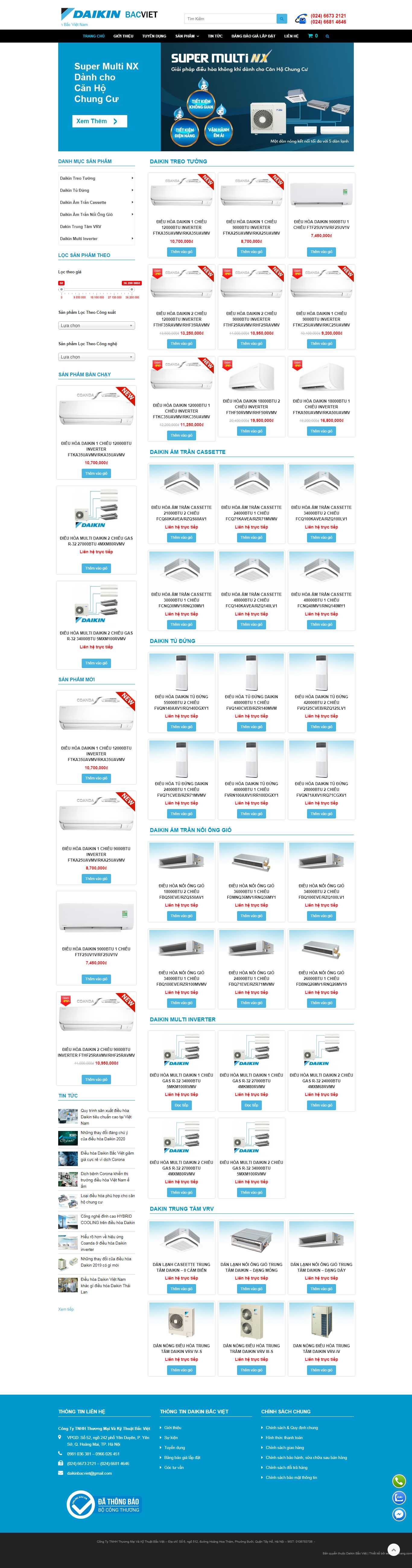 Thiết kế web lắp đặt điều hòa - daikinbacviet.vn