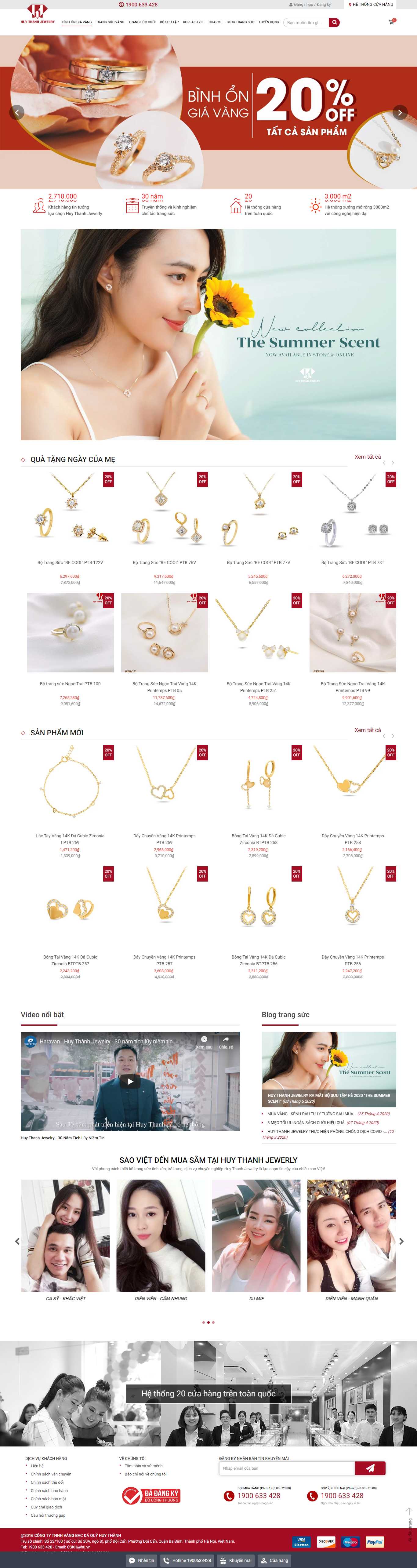 Thiết kế web trang sức đẹp - huythanhjewelry.vn
