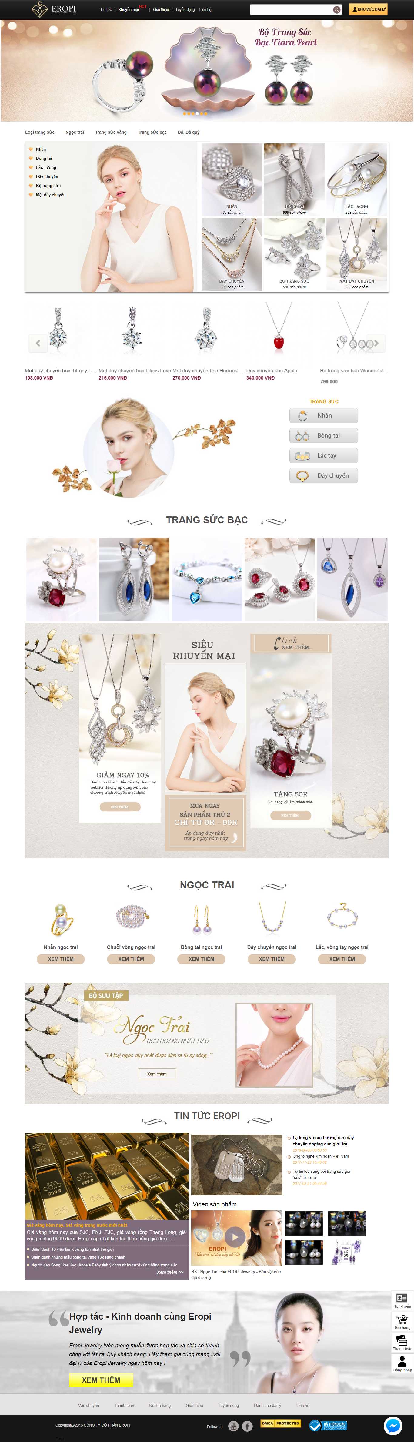 Thiết kế web trang sức đẹp - eropi.com