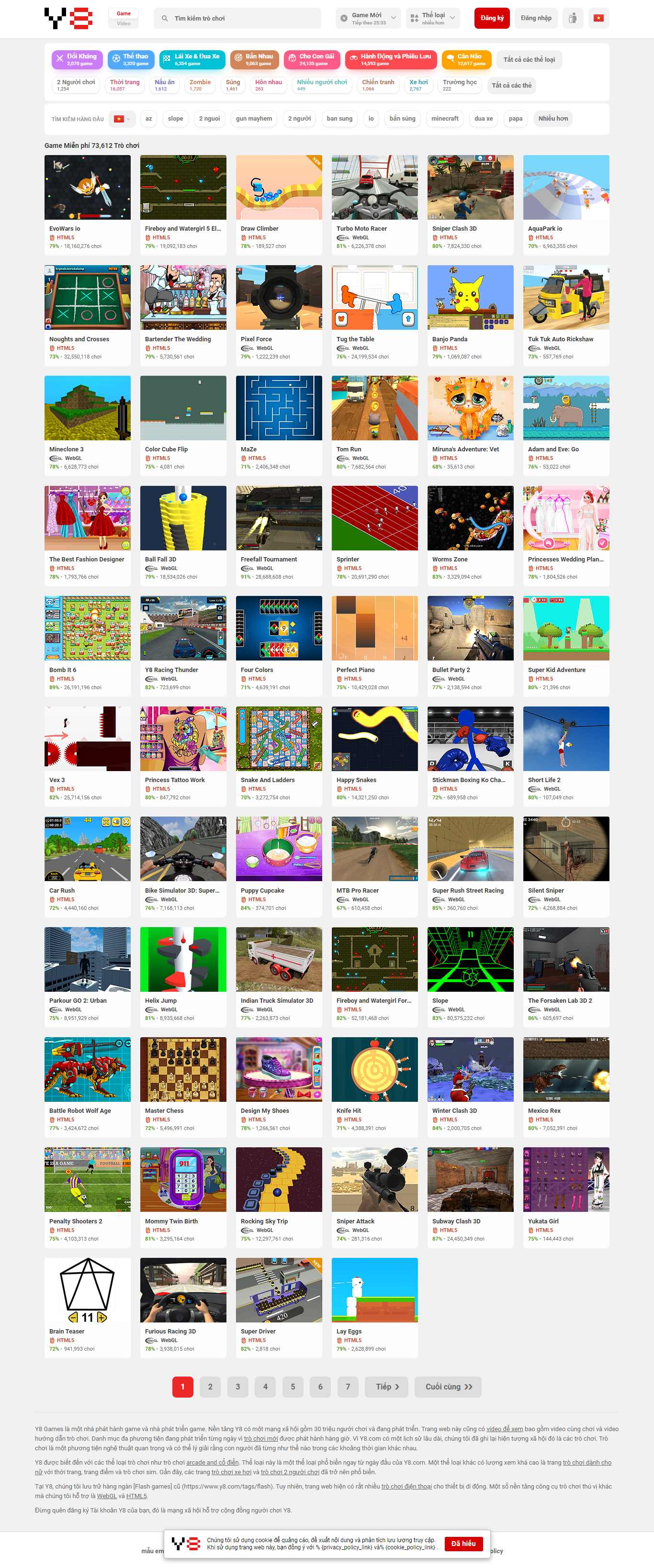 Thiết kế Web game - vi.y8.com