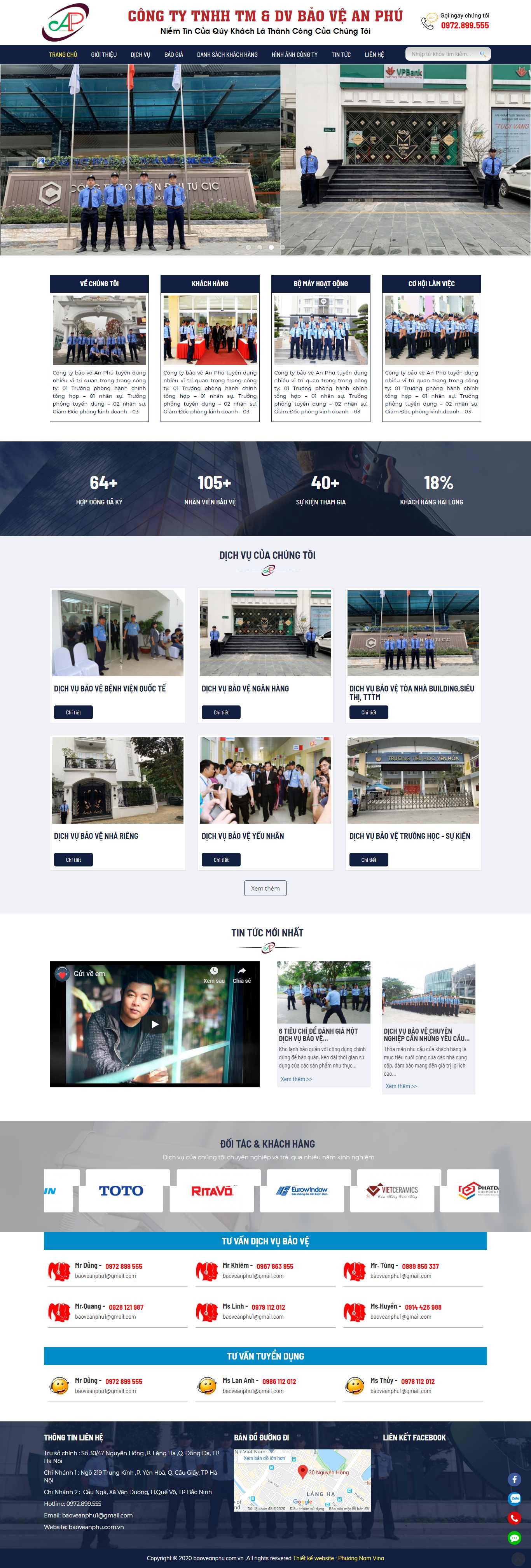 Thiết kế Web dịch vụ bảo vệ - baoveanphu.com.vn