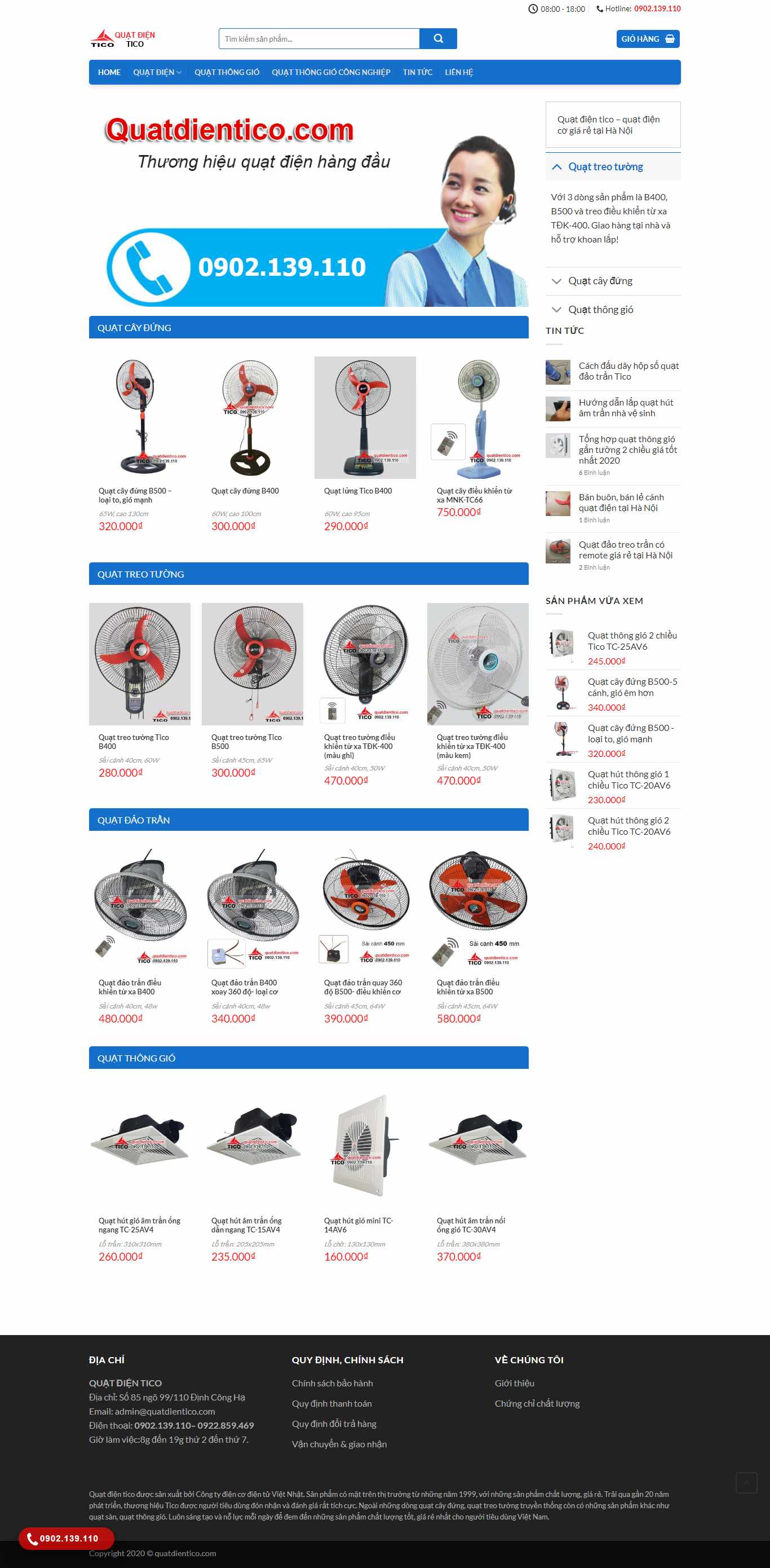 Thiết kế web bán quạt - quatdientico.com
