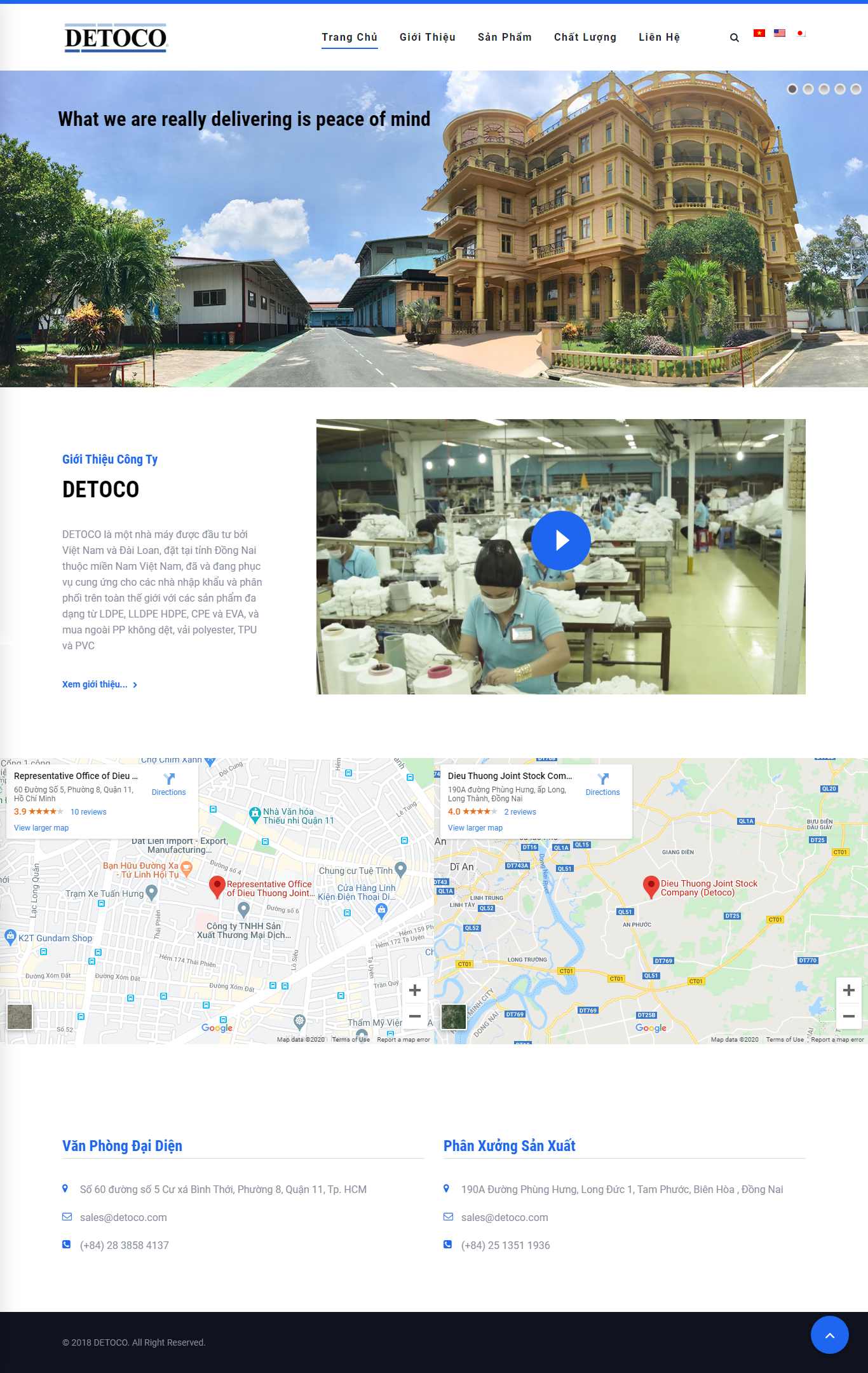 Thiết kế web bán áo mưa - detoco.com