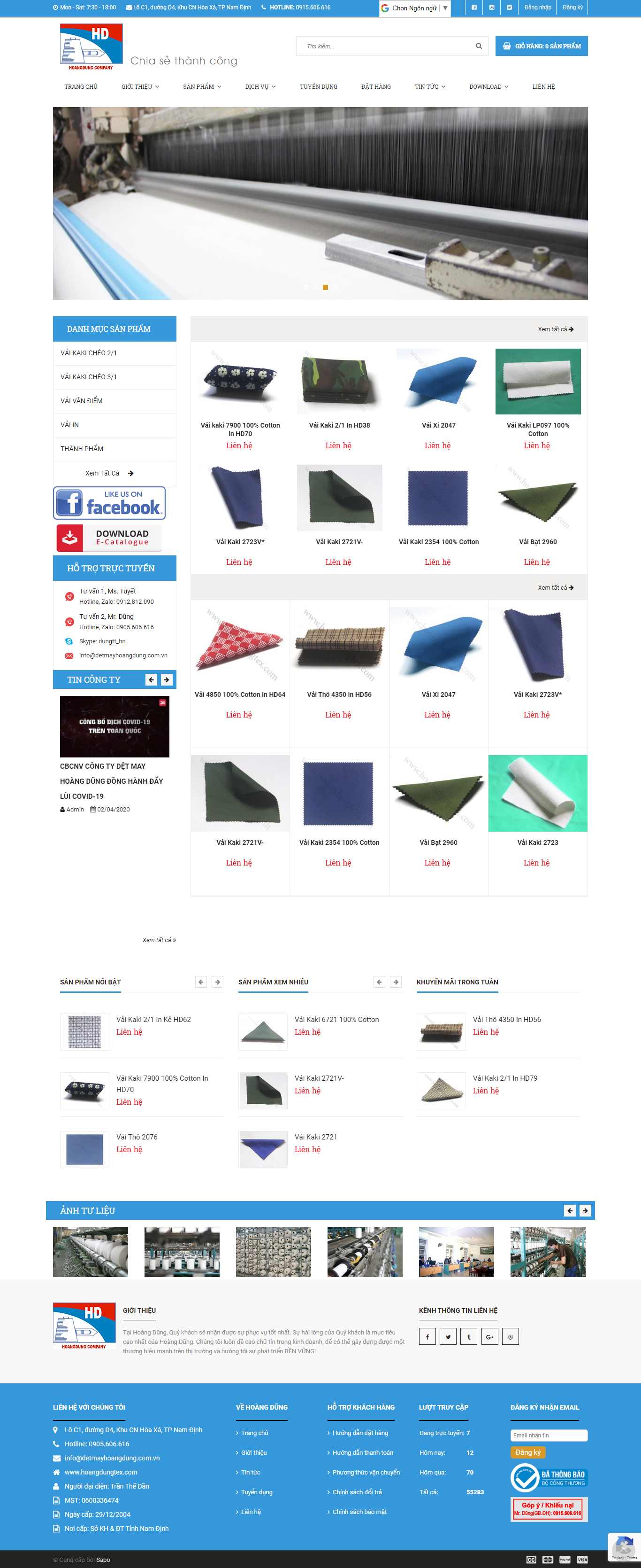 Thiết kế web dệt may - www.detmayhoangdung.com.vn