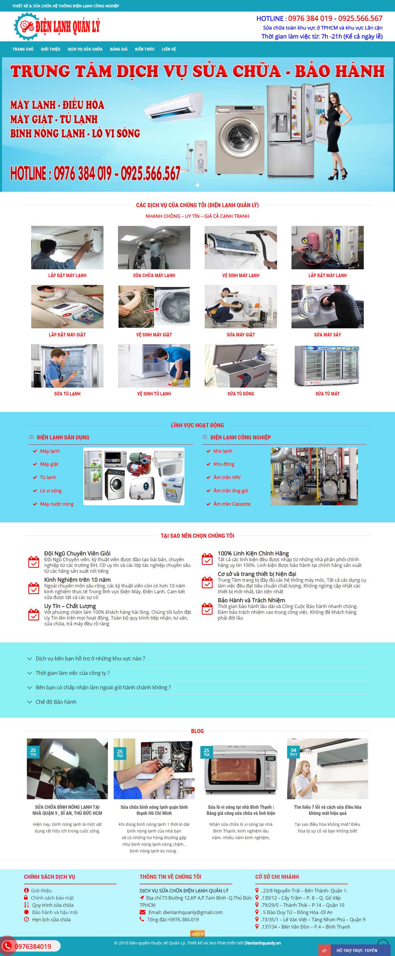 Thiết kế web điện lạnh - dienlanhquanly.vn