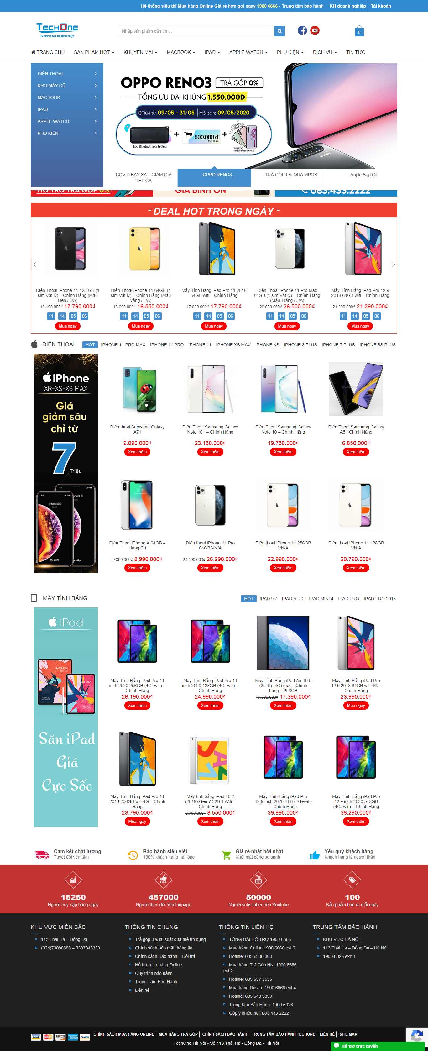 Thiết kế web bán điện đoại di động - www.techone.vn