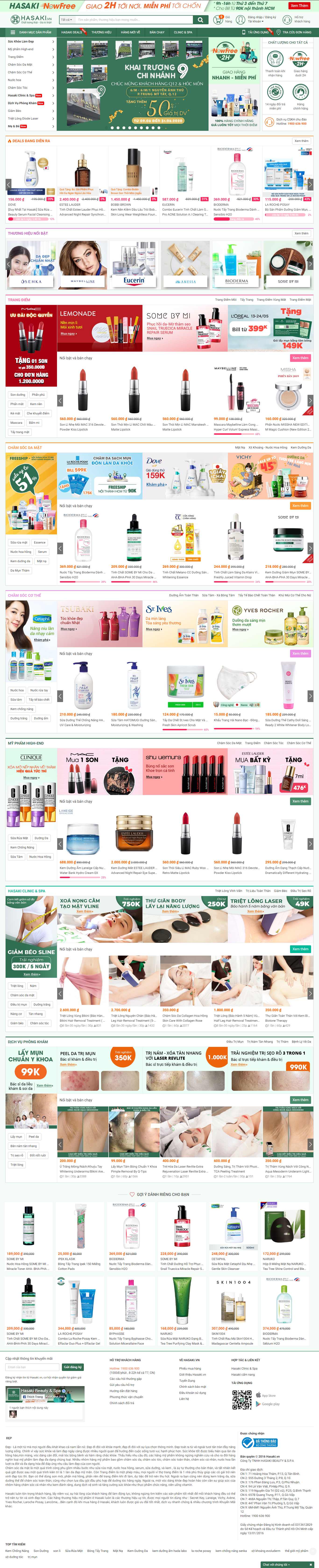 Thiết kế web cao cấp - hasaki.vn