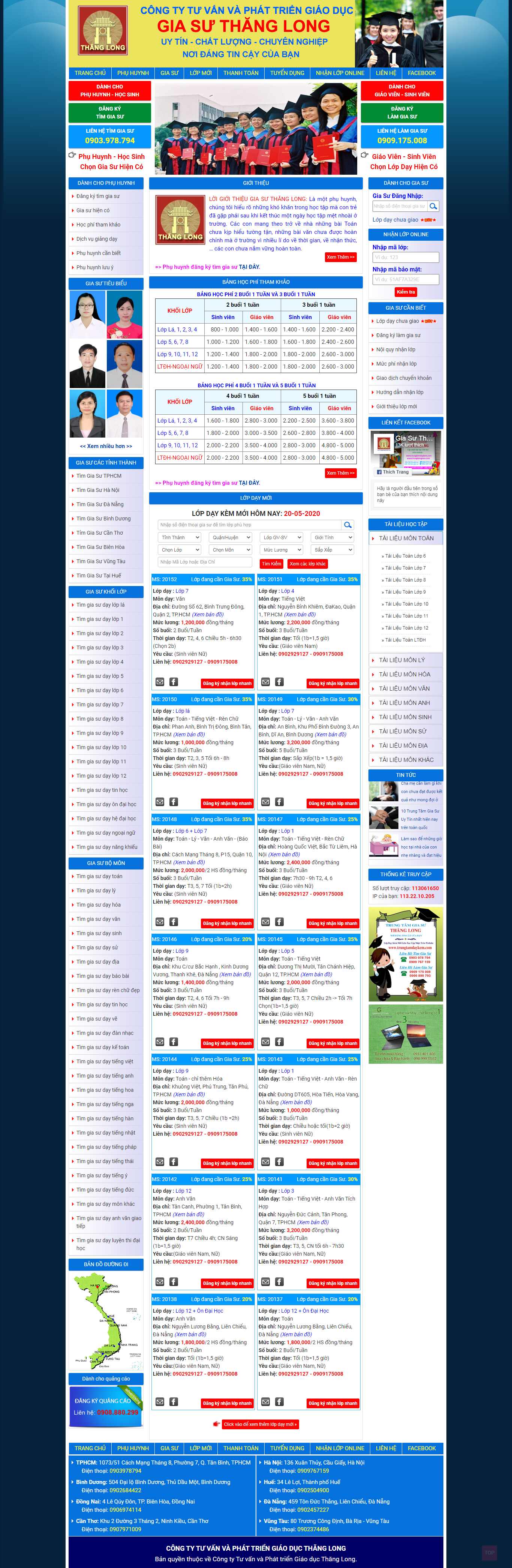 Thiết kế web gia sư - www.trungtamdaykem.com
