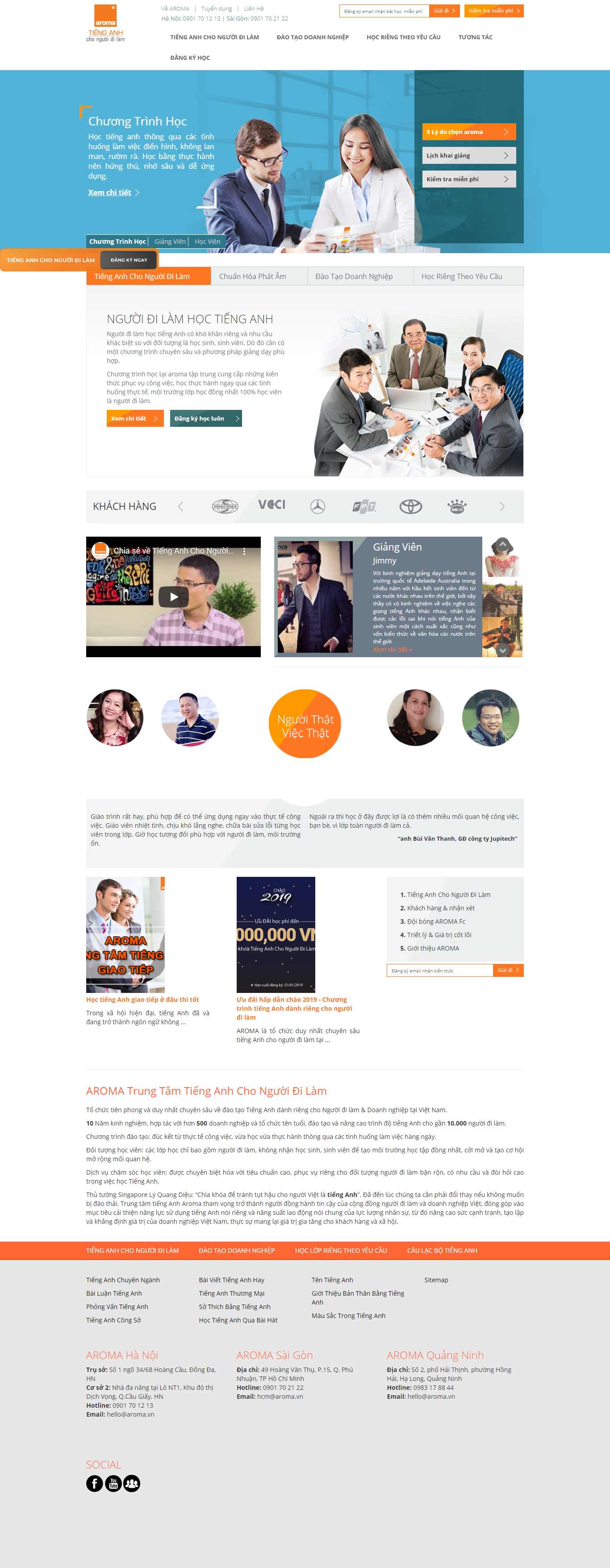Thiết kế web trung tâm tiếng anh - aroma.vn