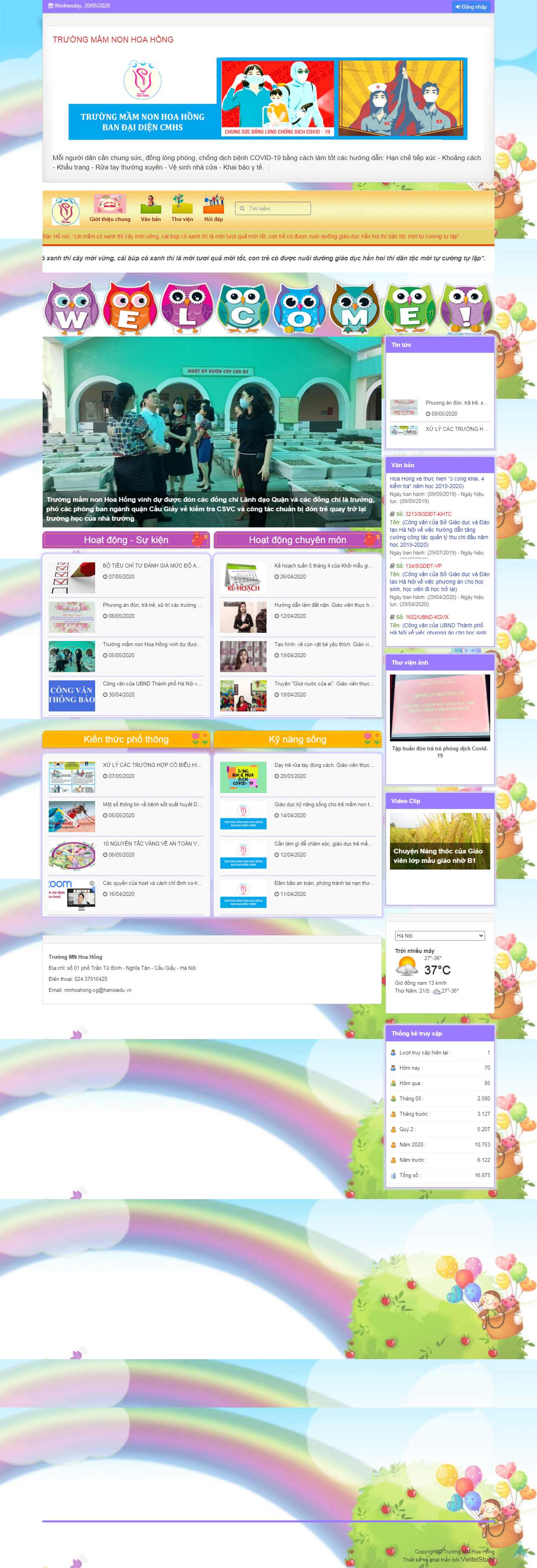 Thiết kế web trường học - mnhoahong.caugiay.edu.vn