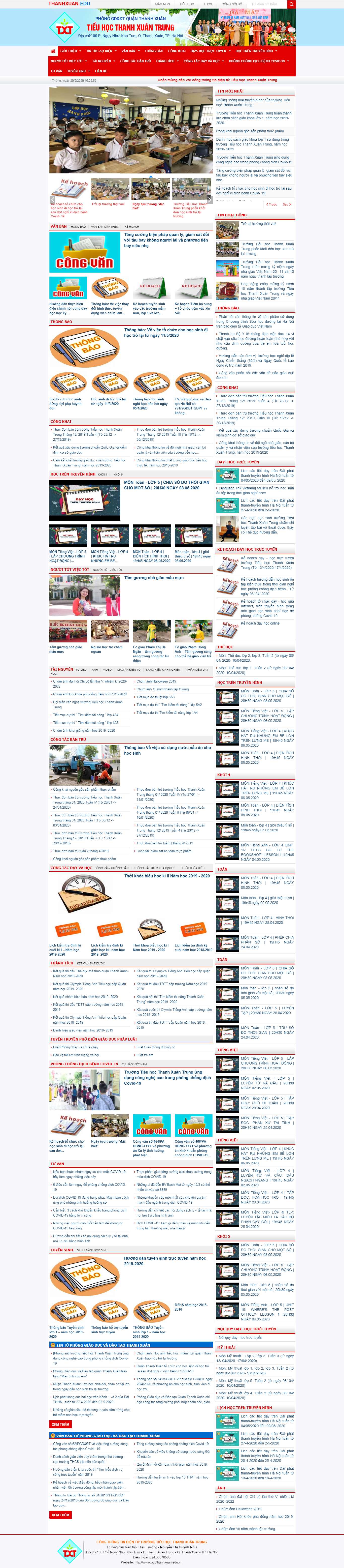 Thiết kế web trường cấp 1 - ththanhxuantrung.pgdthanhxuan.edu.vn
