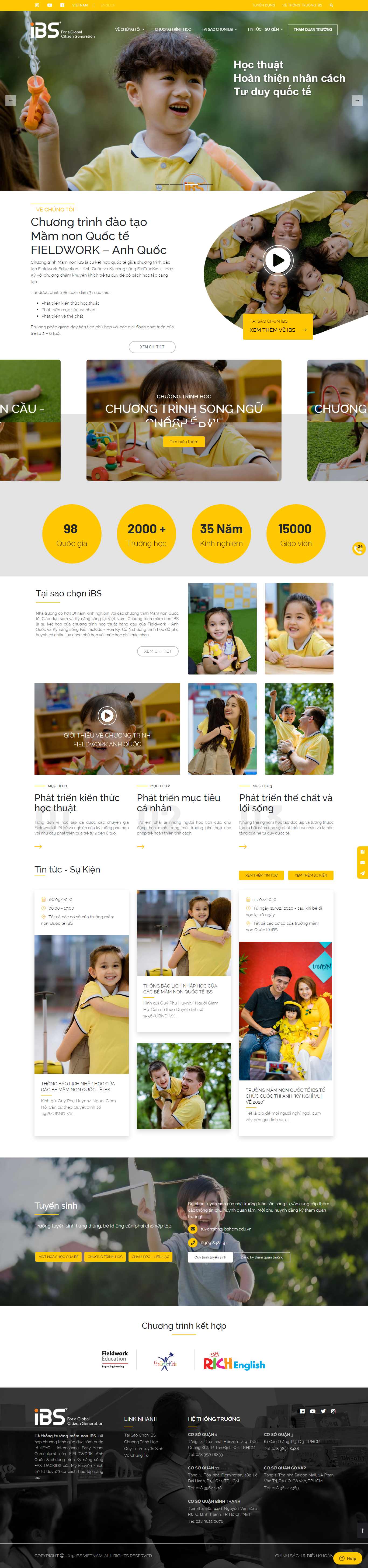 Thiết kế web trường mầm non - ibsvietnam.edu.vn