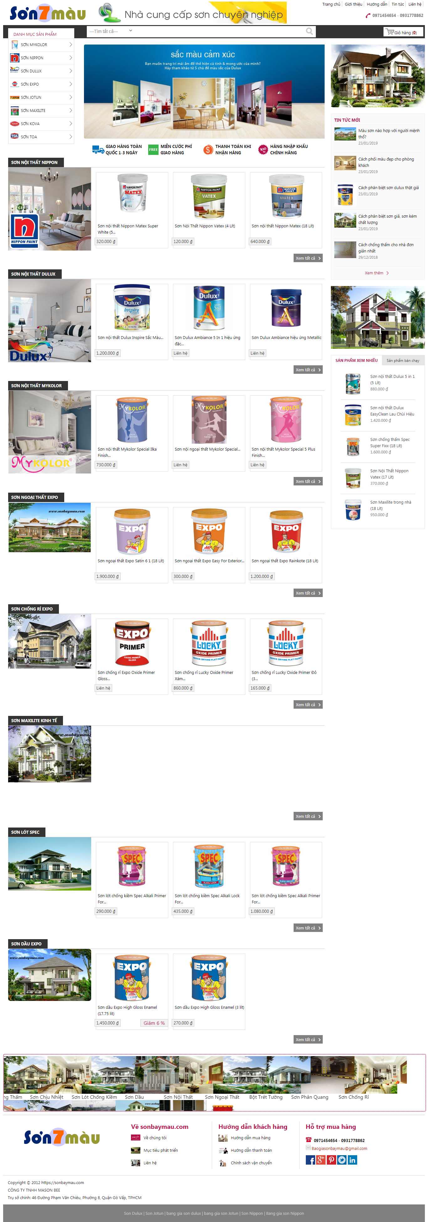 Thiết kế web bán sơn - sonbaymau.com