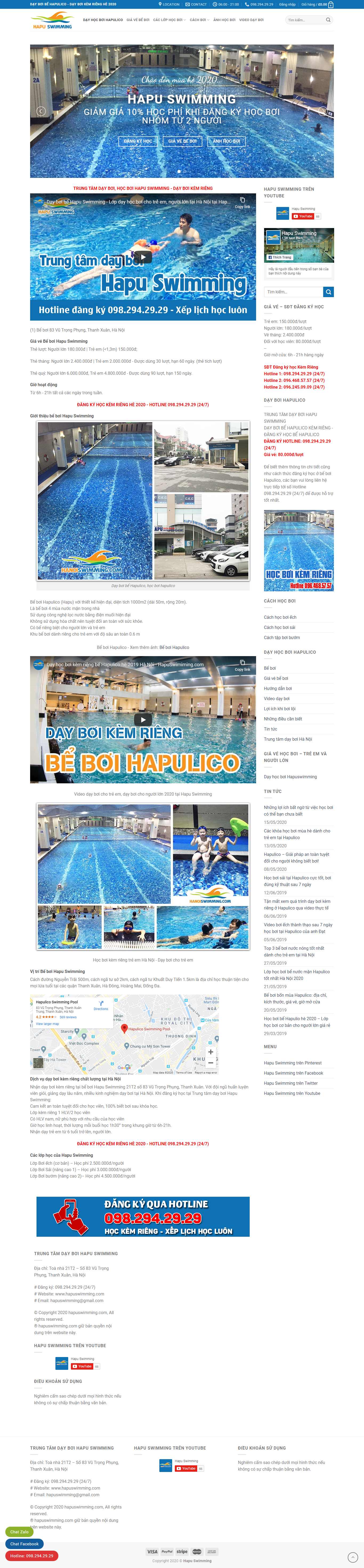 Thiết kế web bể bơi - hapuswimming.com
