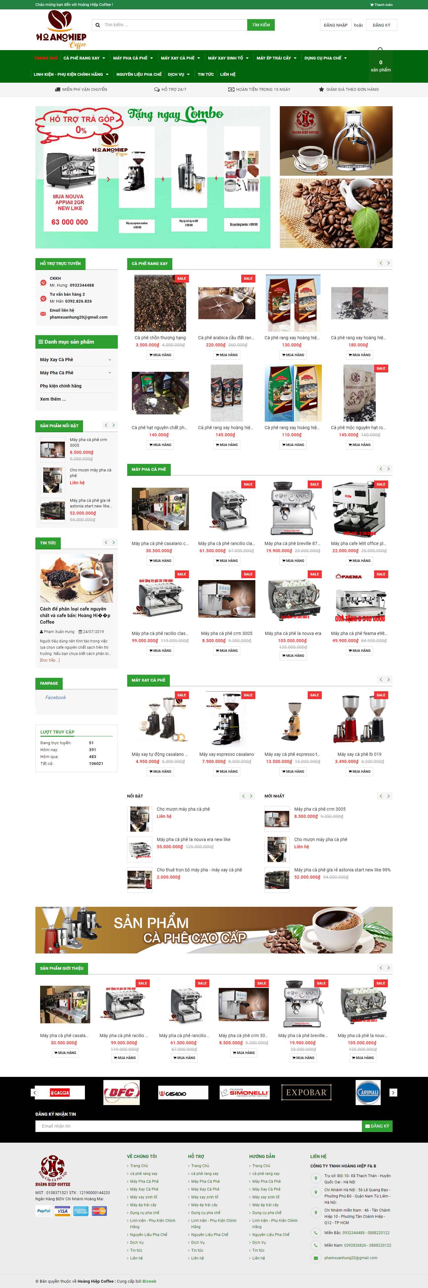 Thiết kế web quán cà fe - hoanghiepcoffee.com