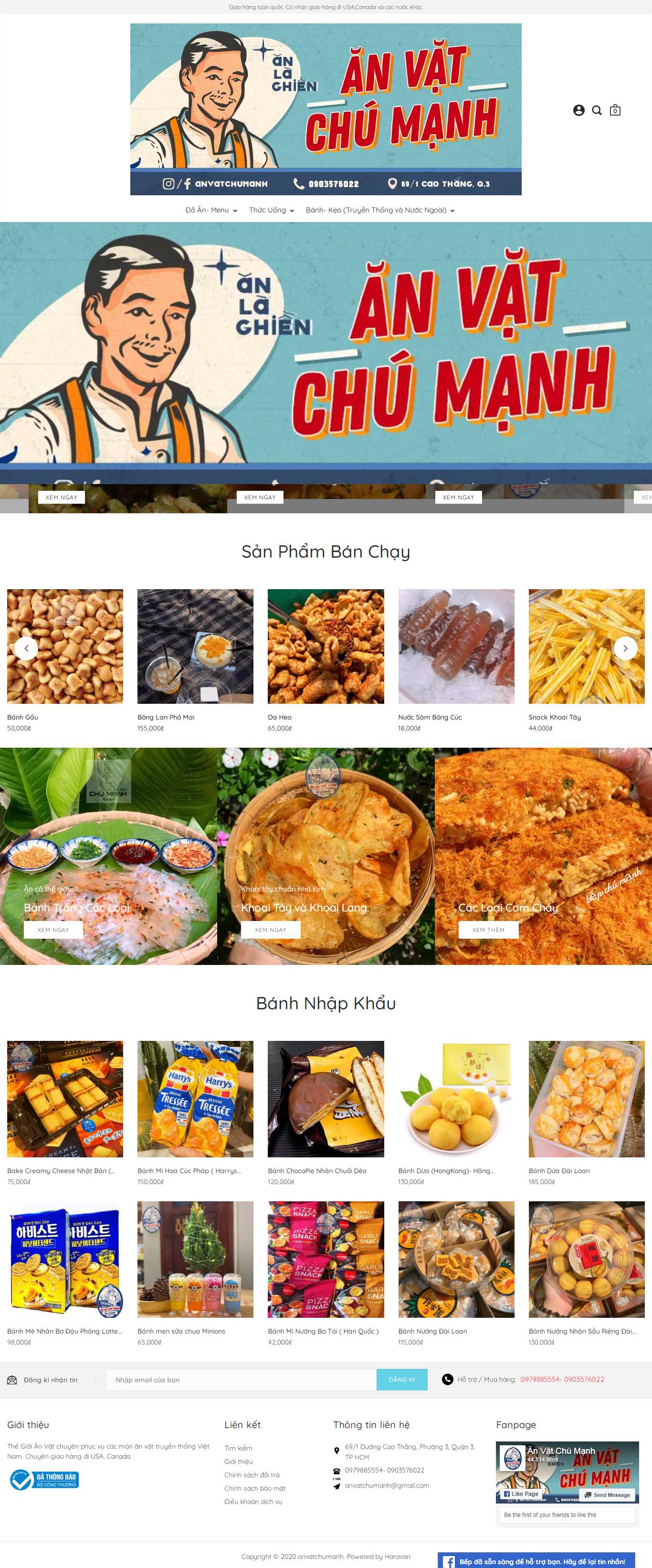 Thiết kế web bán đồ ăn vặt - anvatchumanh.com