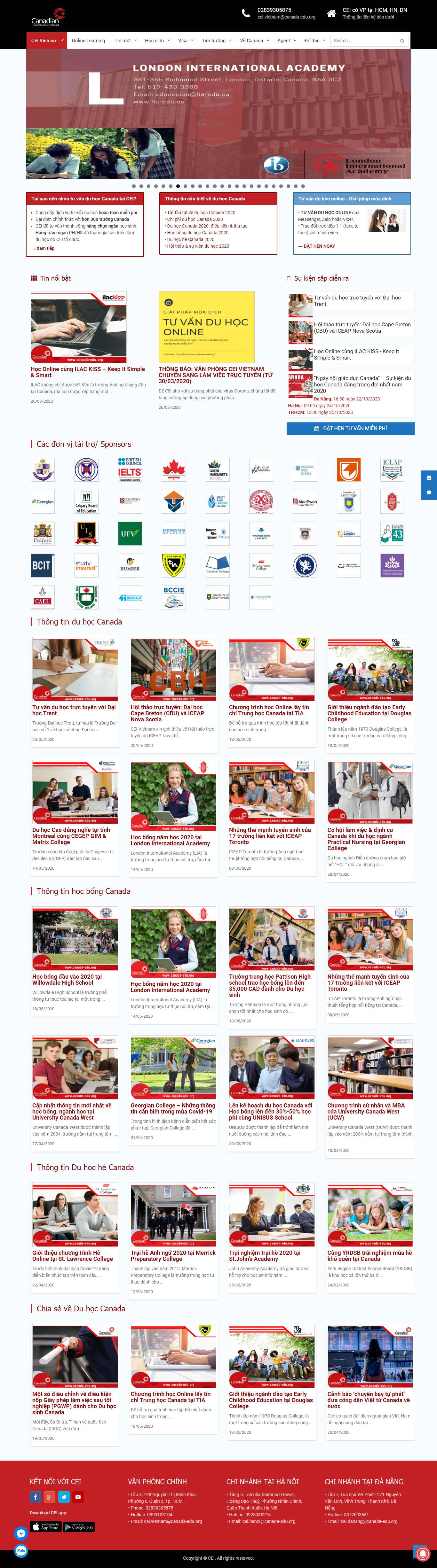 Thiết kế web du học nước ngoài - vietnam.canada-edu.org