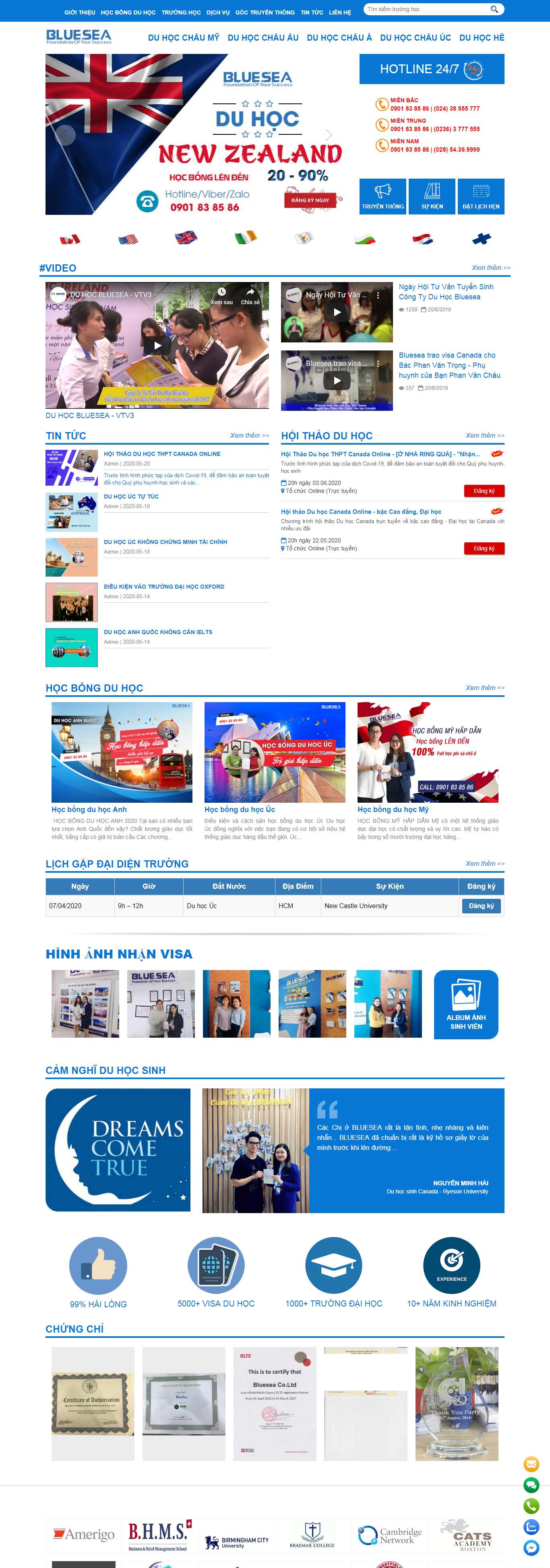 Thiết kế web du học nước ngoài - duhocbluesea.edu.vn