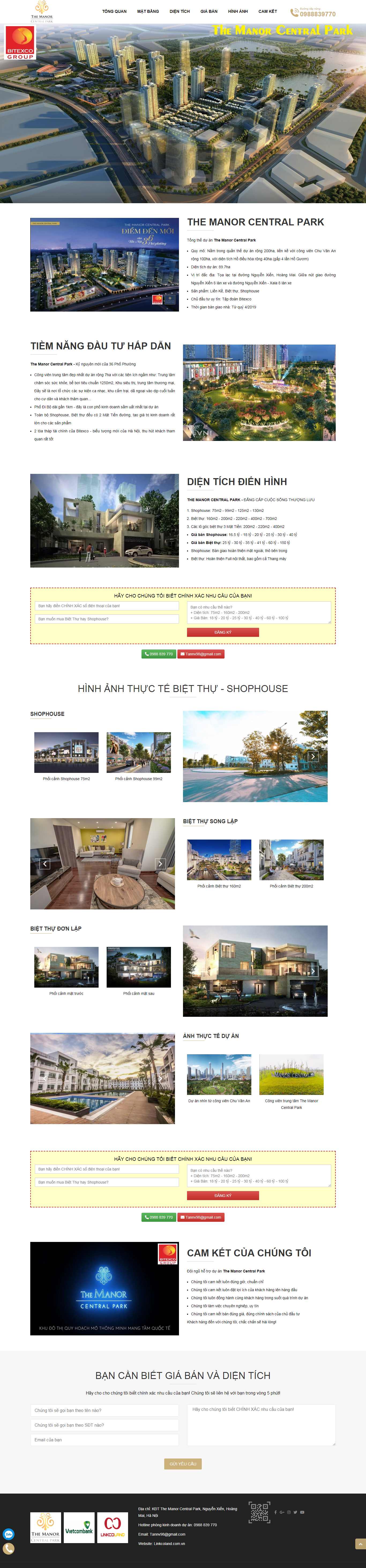 Thiết kế Landing page web - themanorcentralparks-bitexco.com.vn