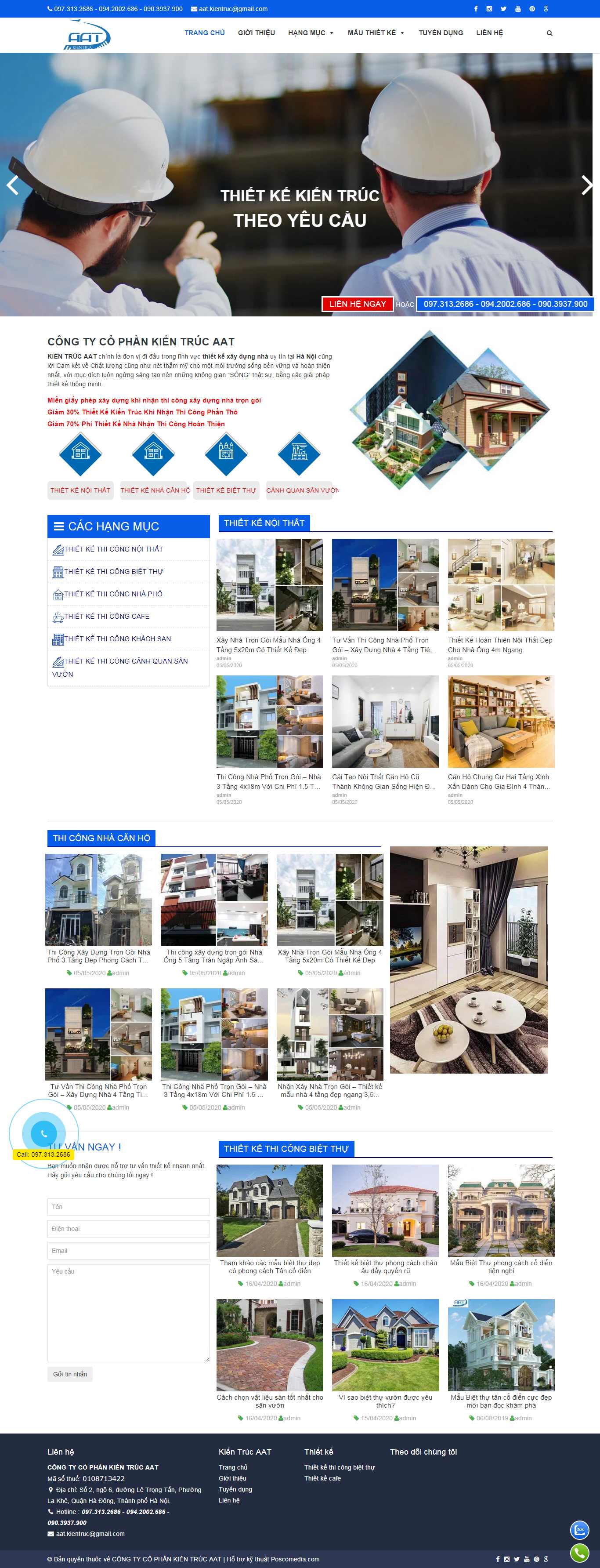 Thiết kế web sửa nhà trọn gói - kientrucaat.com