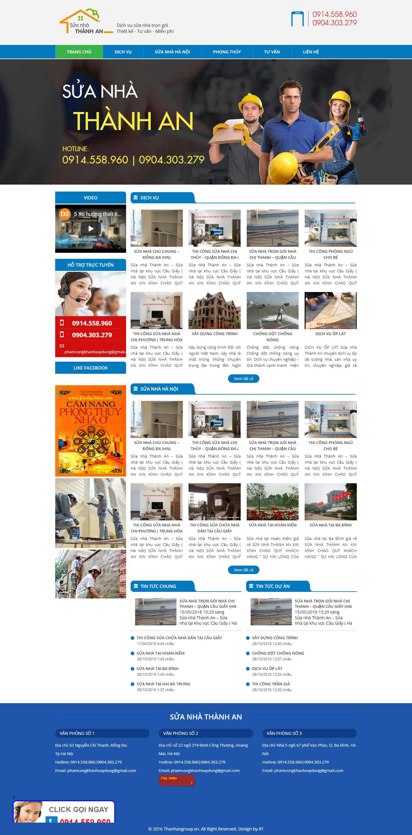 Thiết kế web sửa nhà trọn gói - thanhangroup.net