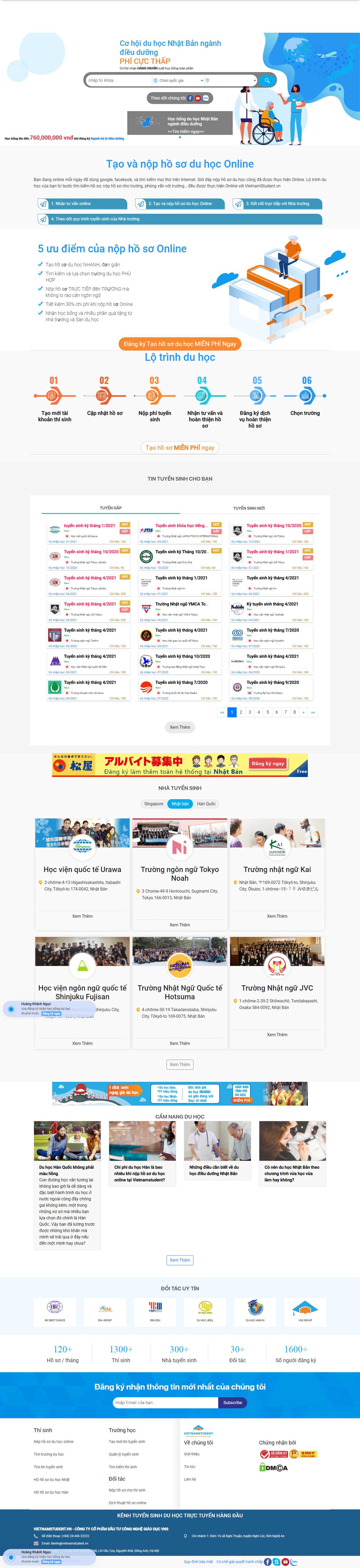 Thiết kế web du học nhật bản - vietnamstudent.vn