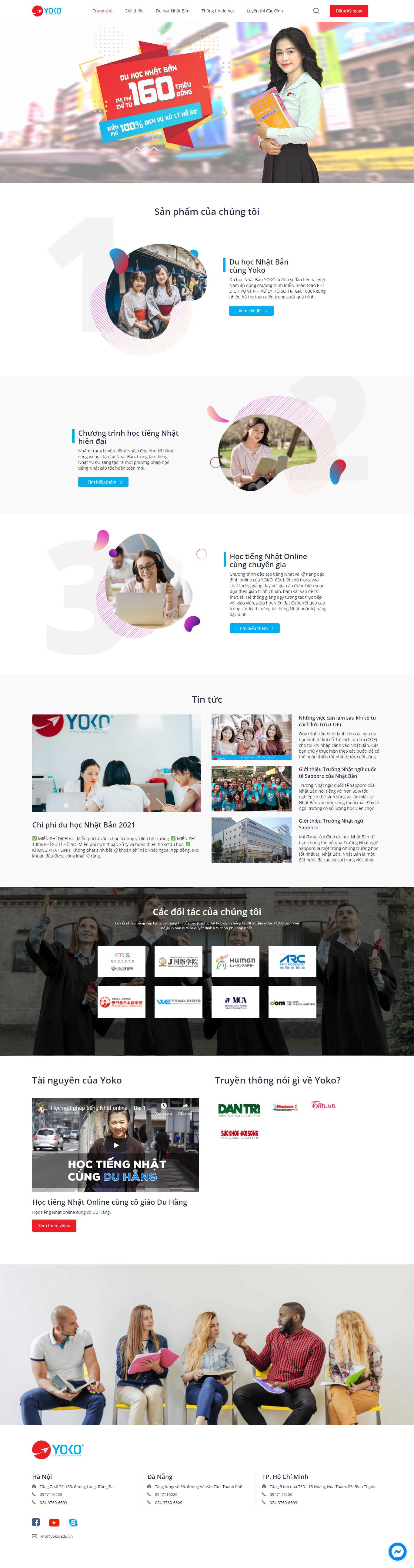 Thiết kế web du học nhật bản - yoko.edu.vn