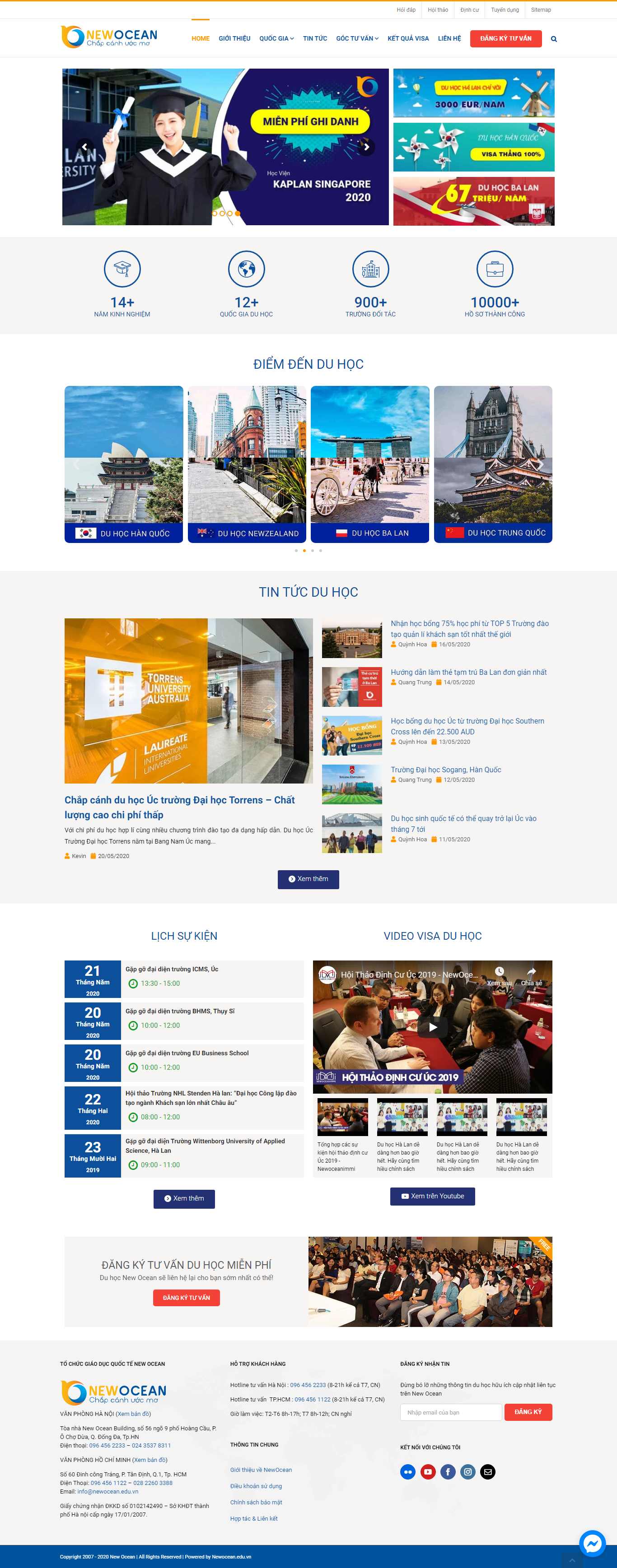 Thiết kế web du học anh - newocean.edu.vn