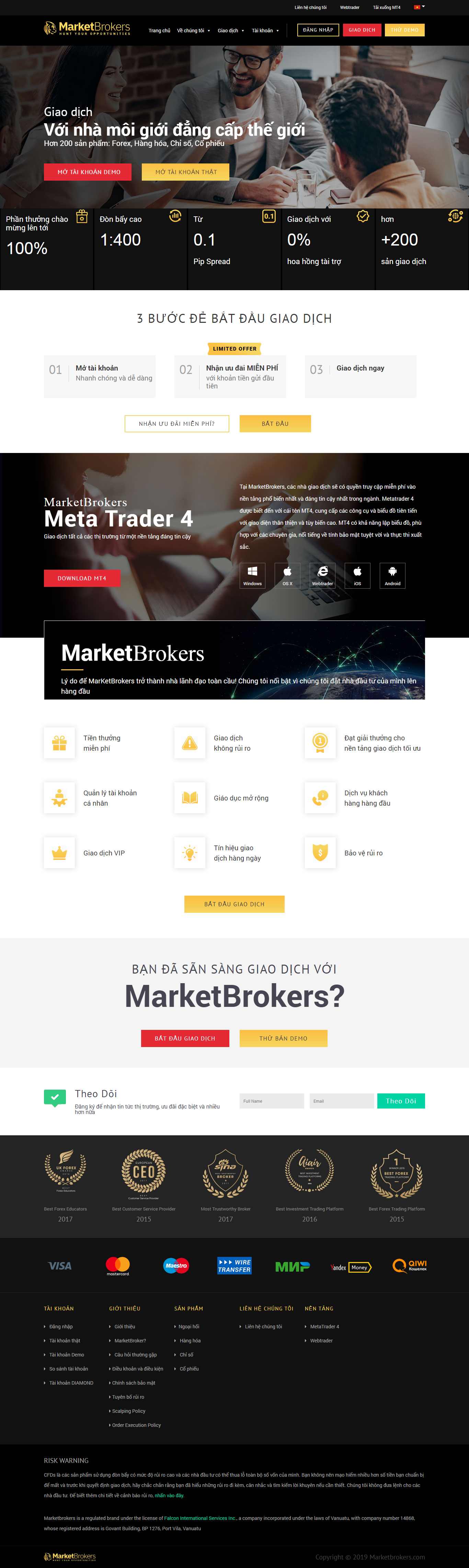 Thiết kế web sàn giao dịch - marketbrokers.com