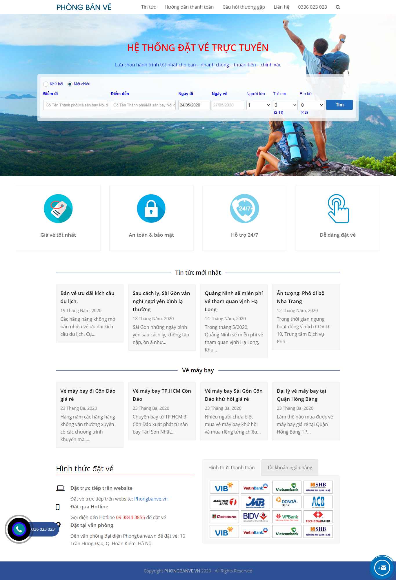 Thiết kế web vé máy bay giá rẻ - phongbanve.vn