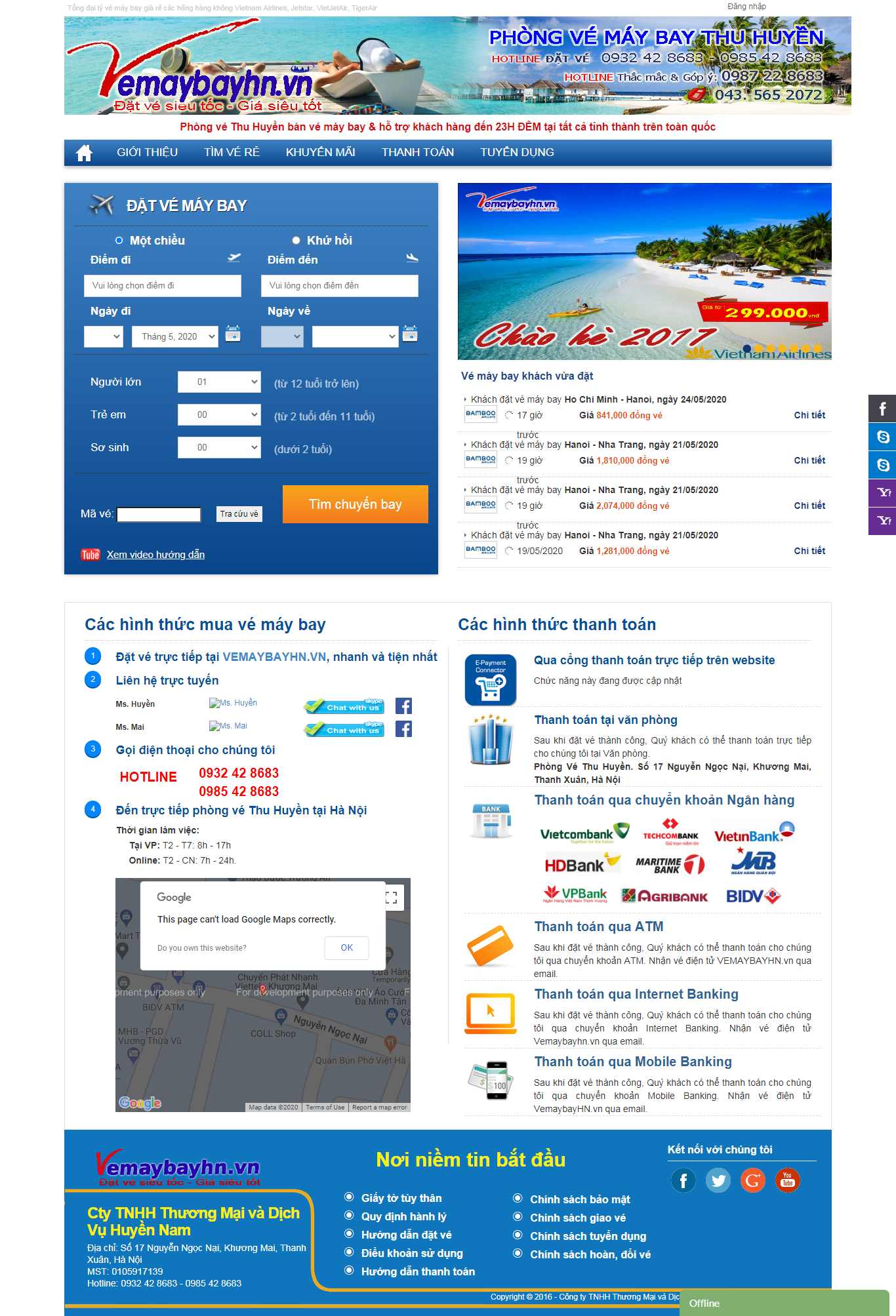 Thiết kế web vé máy bay giá rẻ - vemaybayhn.vn