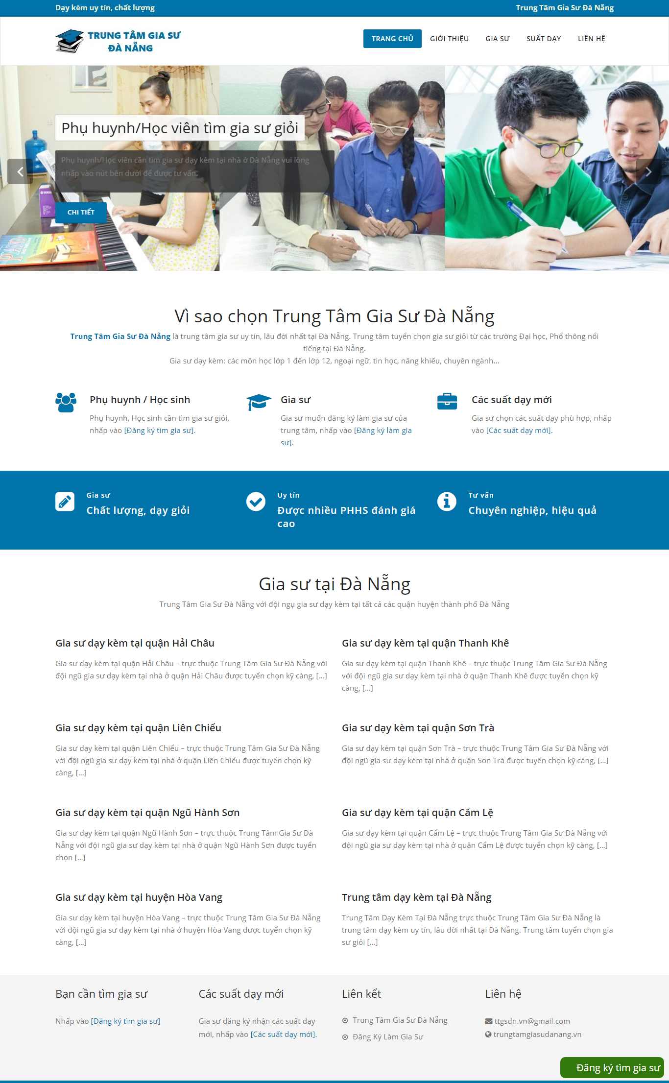 Thiết kế web trung tâm gia sư - trungtamgiasudanang.vn