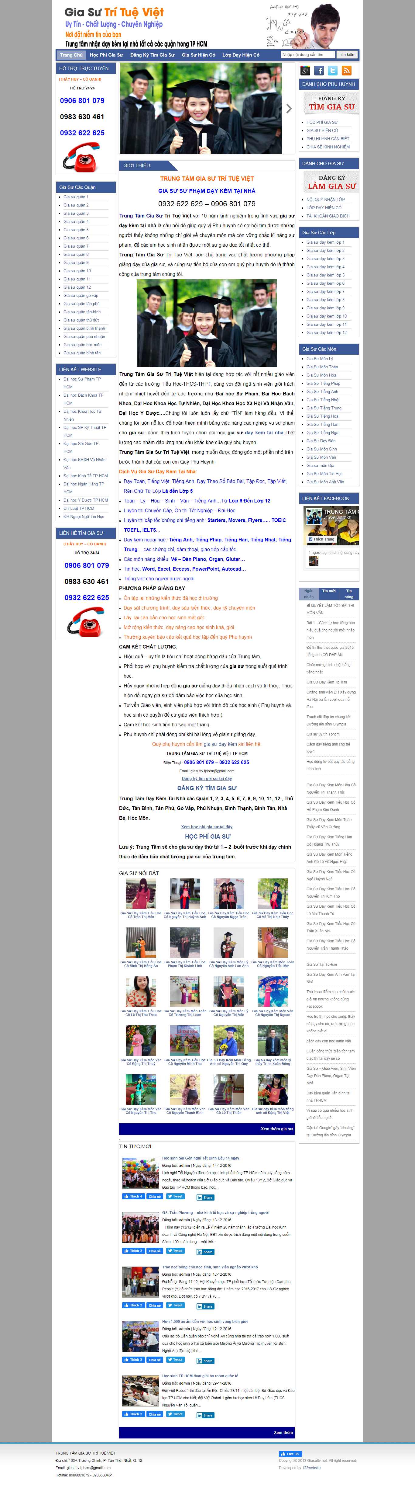 Thiết kế web trung tâm gia sư - giasuttv.net