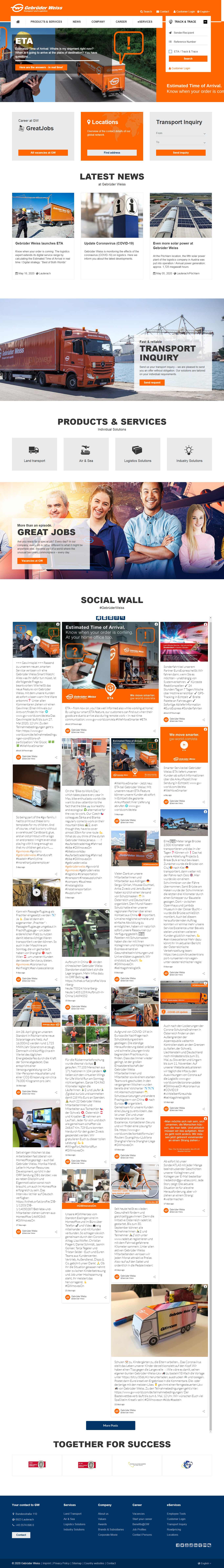 Thiết kế web dịch vụ Logistics - www.gw-world.com