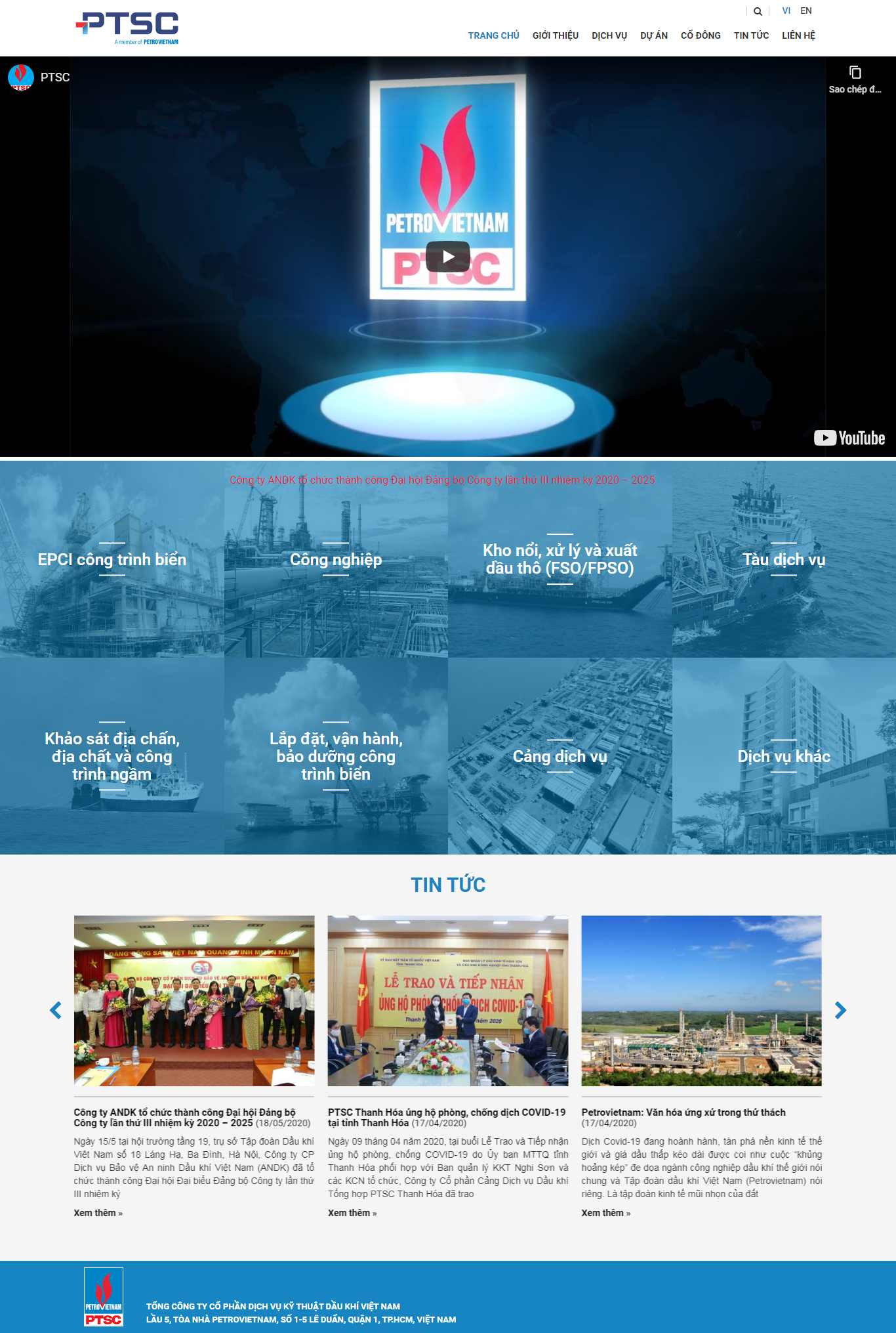 Thiết kế web dầu khí - www.ptsc.com.vn