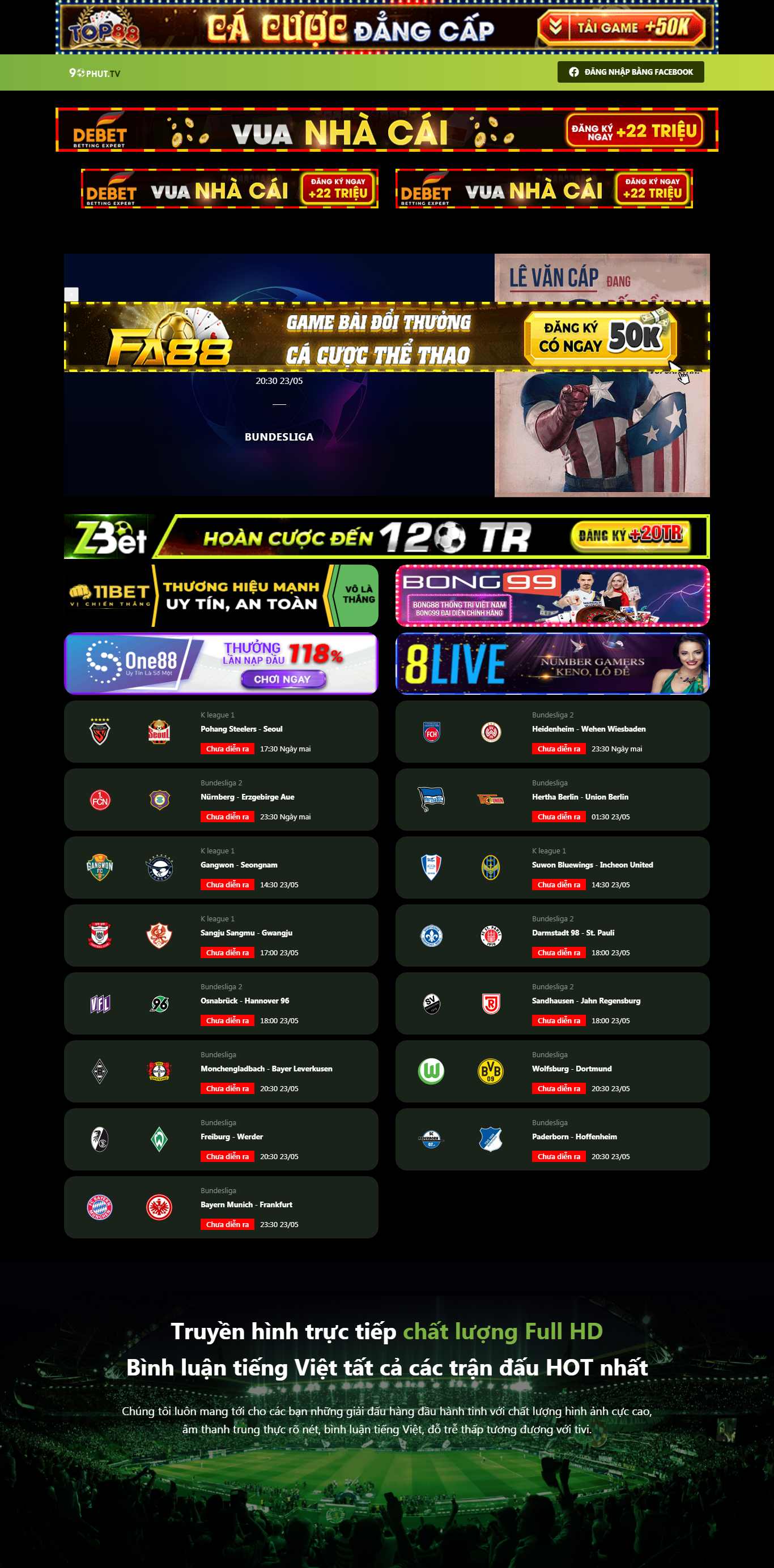Thiết kế web bóng đá - live.90p.tv