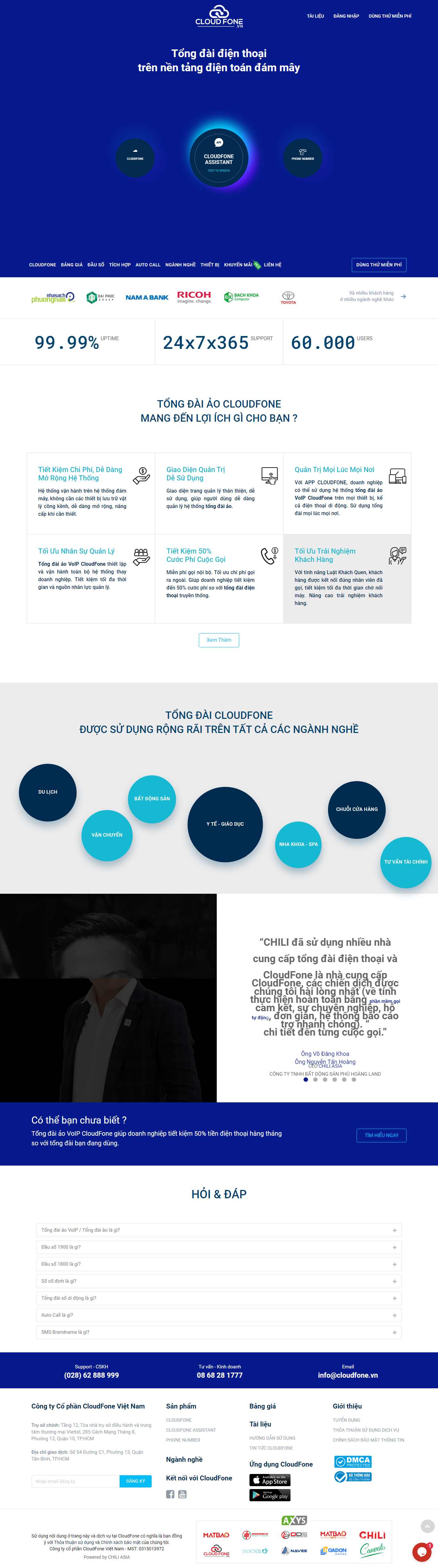 Thiết kế web lắp đặt tổng đài - www.cloudfone.vn