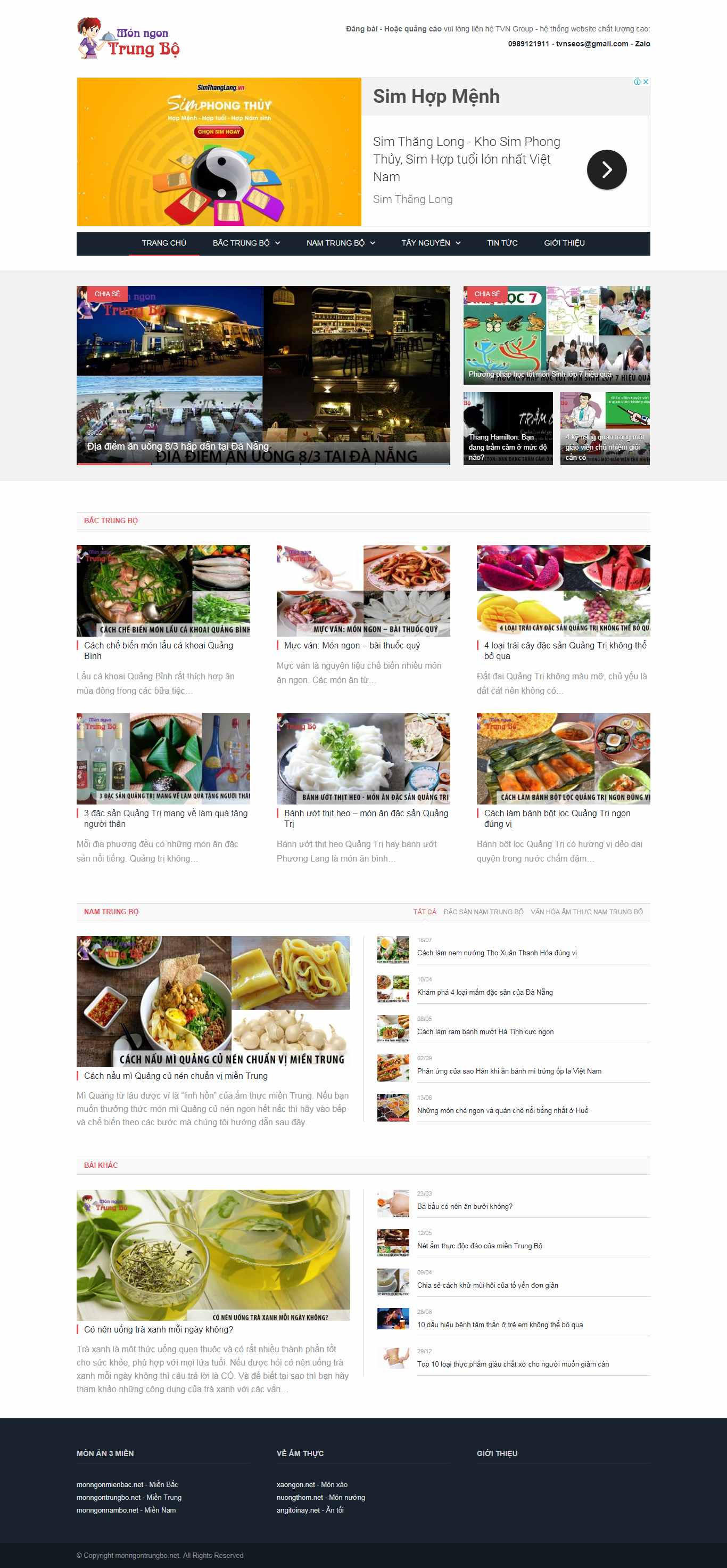 Thiết kế Web Miền Trung - monngontrungbo.net