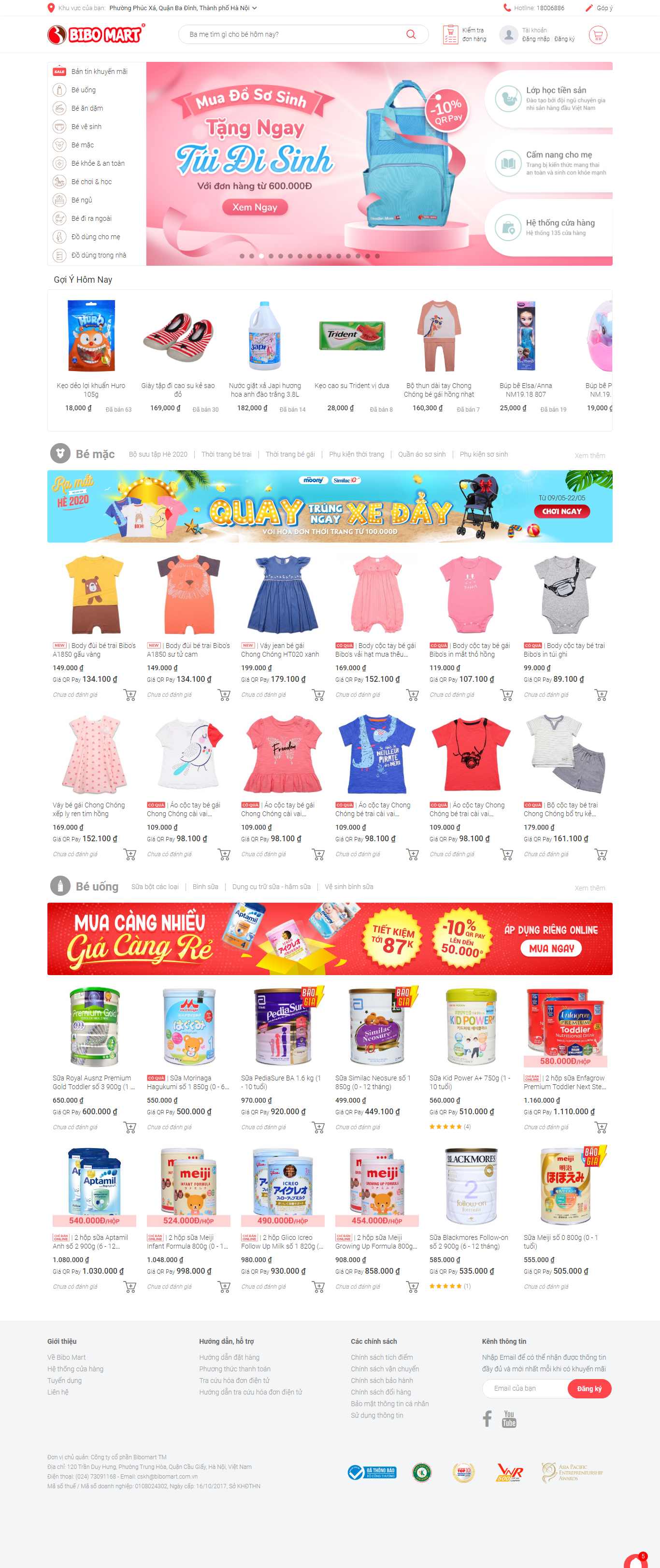 Thiết kế web trẻ thơ - bibomart.com.vn