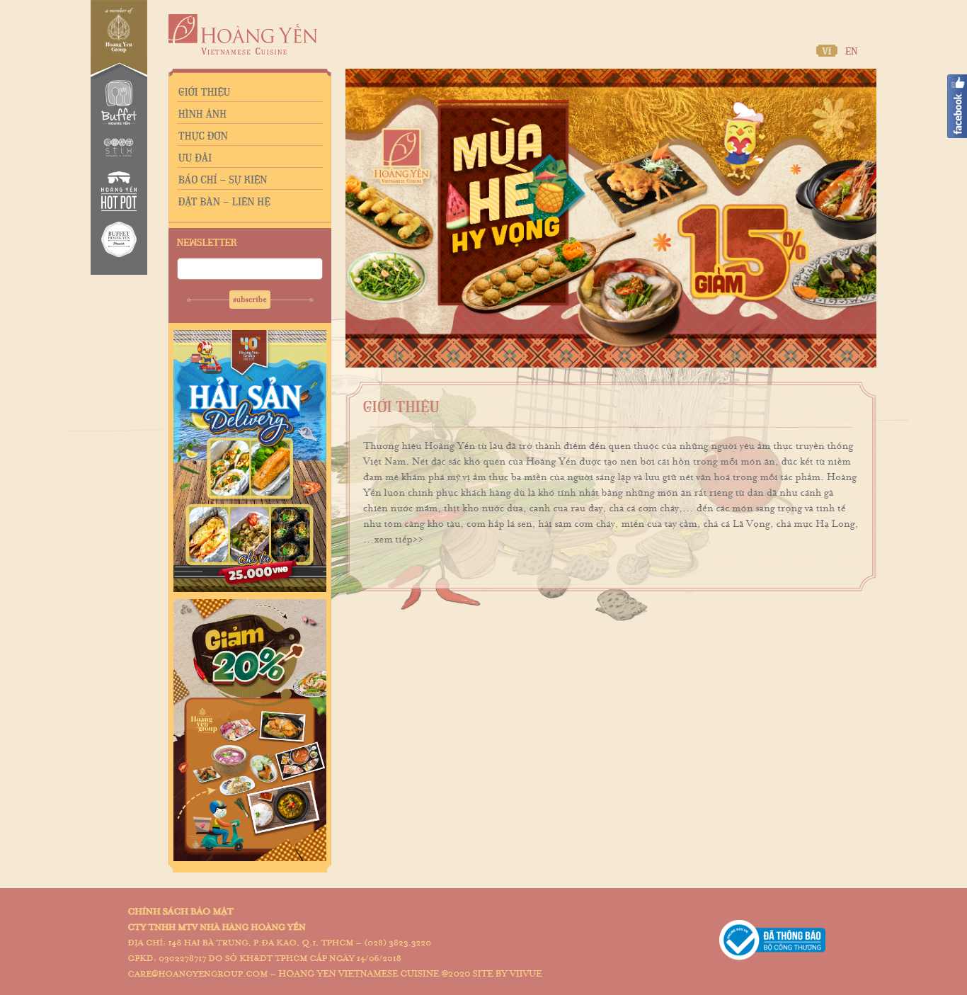 Thiết kế web ngôi sao - hoangyencuisine.com