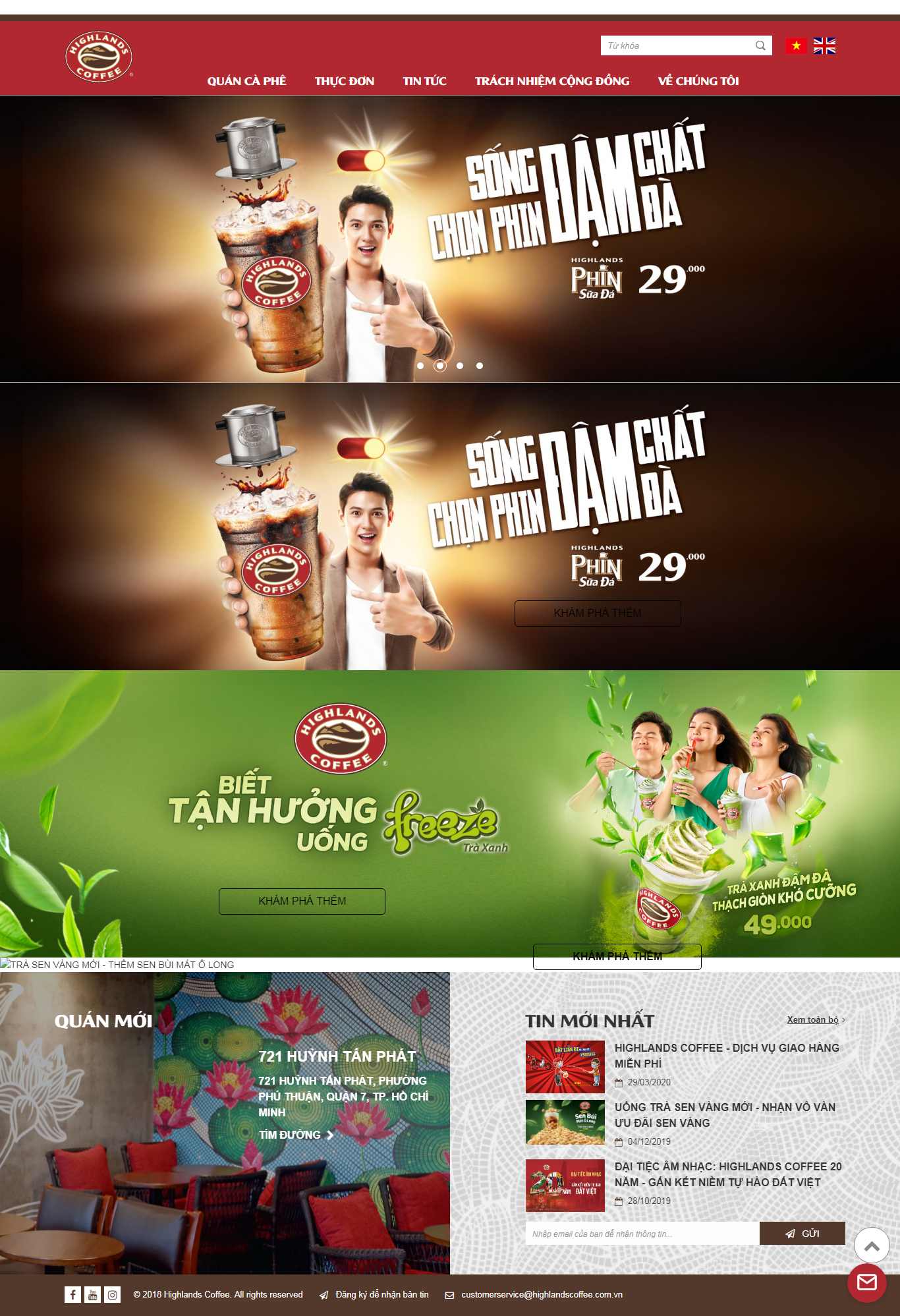 Thiết kế web cafef - www.highlandscoffee.com.vn