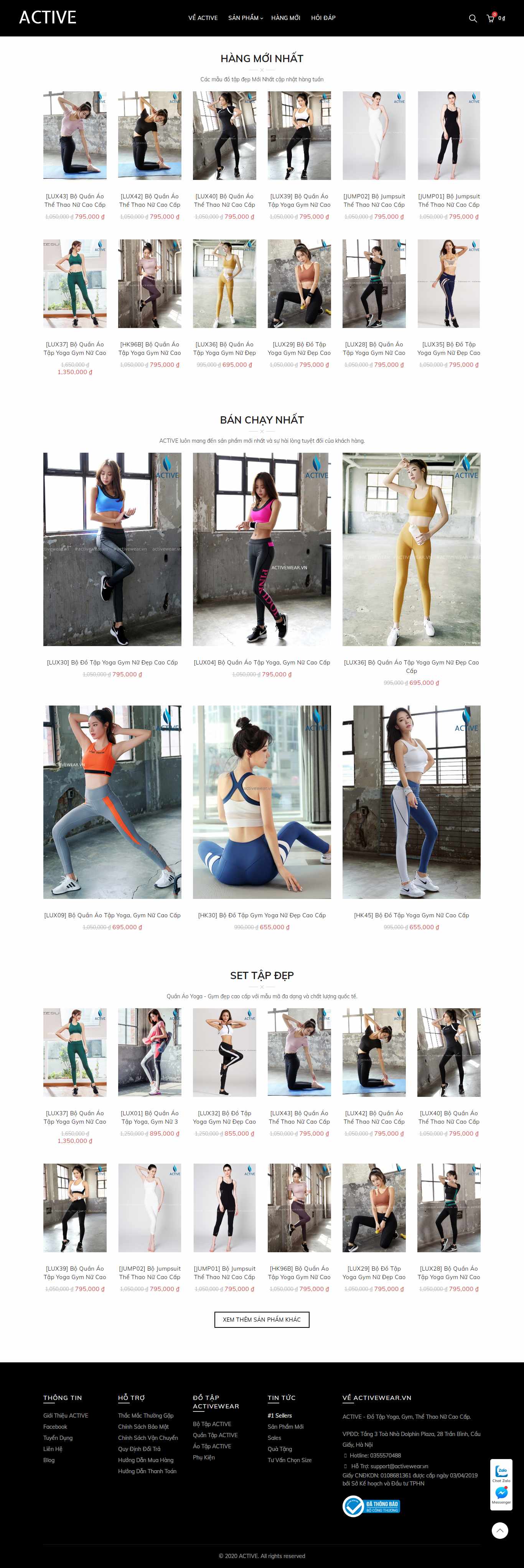 Thiết kế web đồ thể thao - activewear.vn