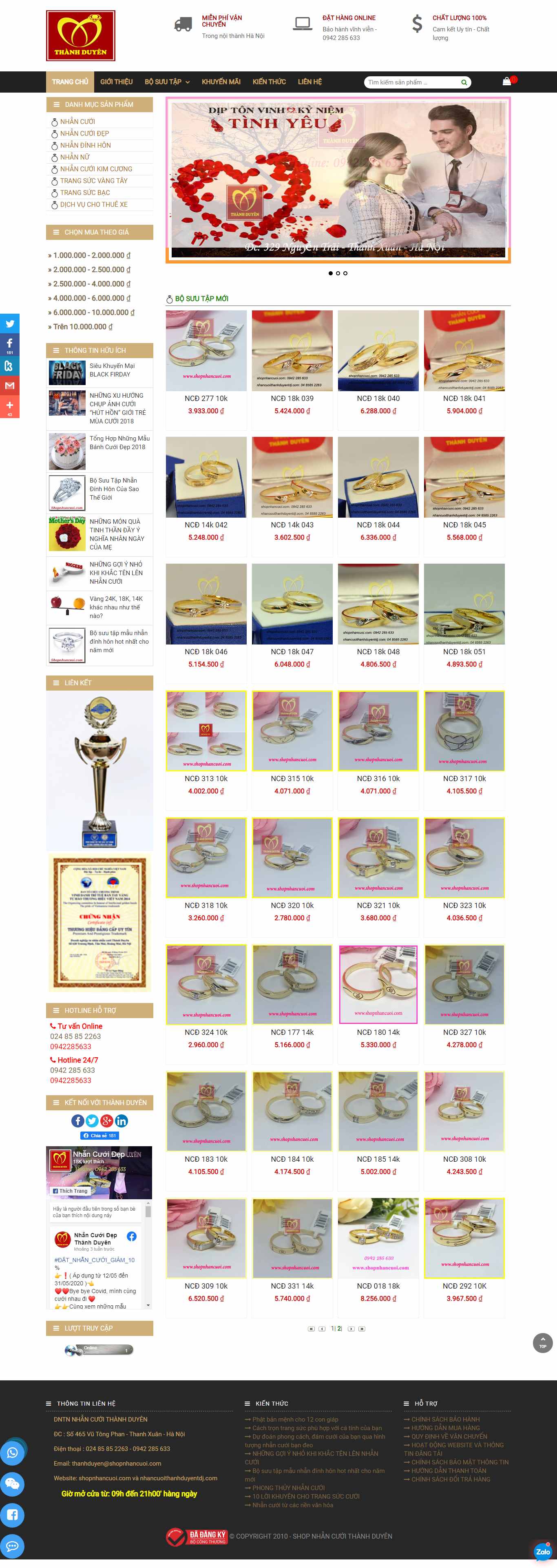 Thiết kế web đồ trang sức - shopnhancuoi.com