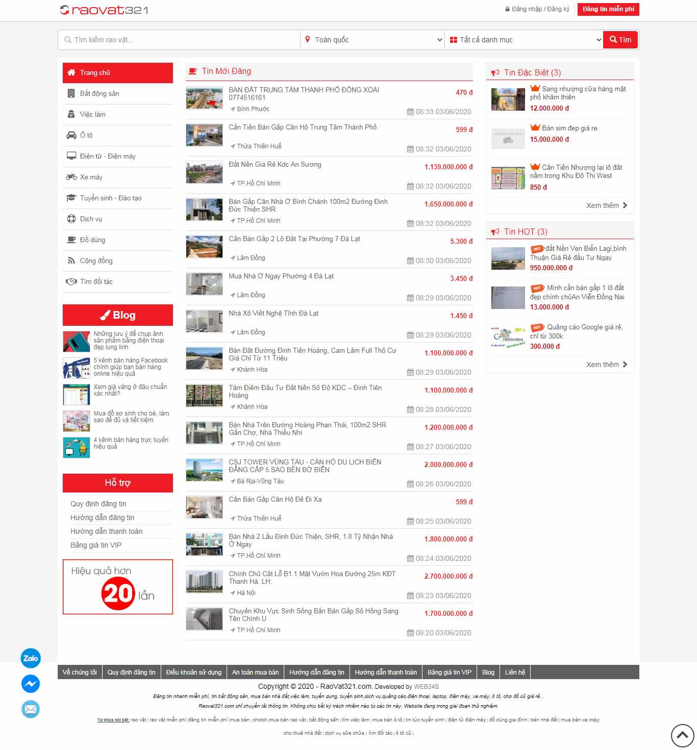 Thiết kế web đăng tin rao vặt - raovat321.com