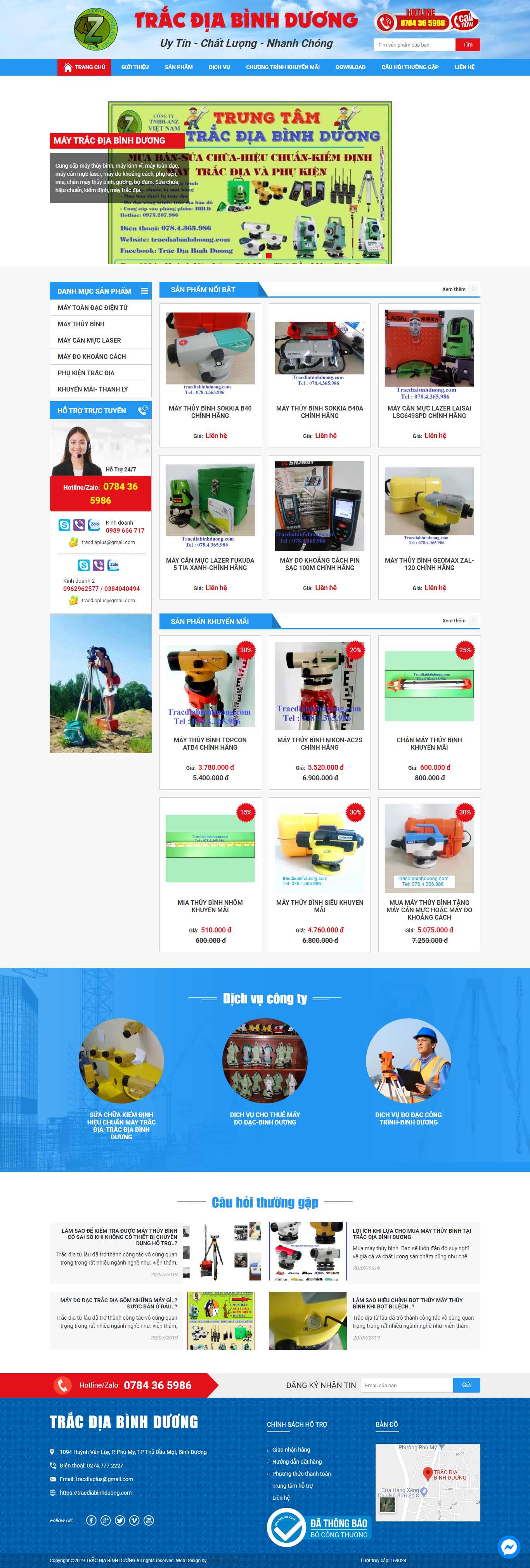 Thiết kế web đồ trắc địa - tracdiabinhduong.com