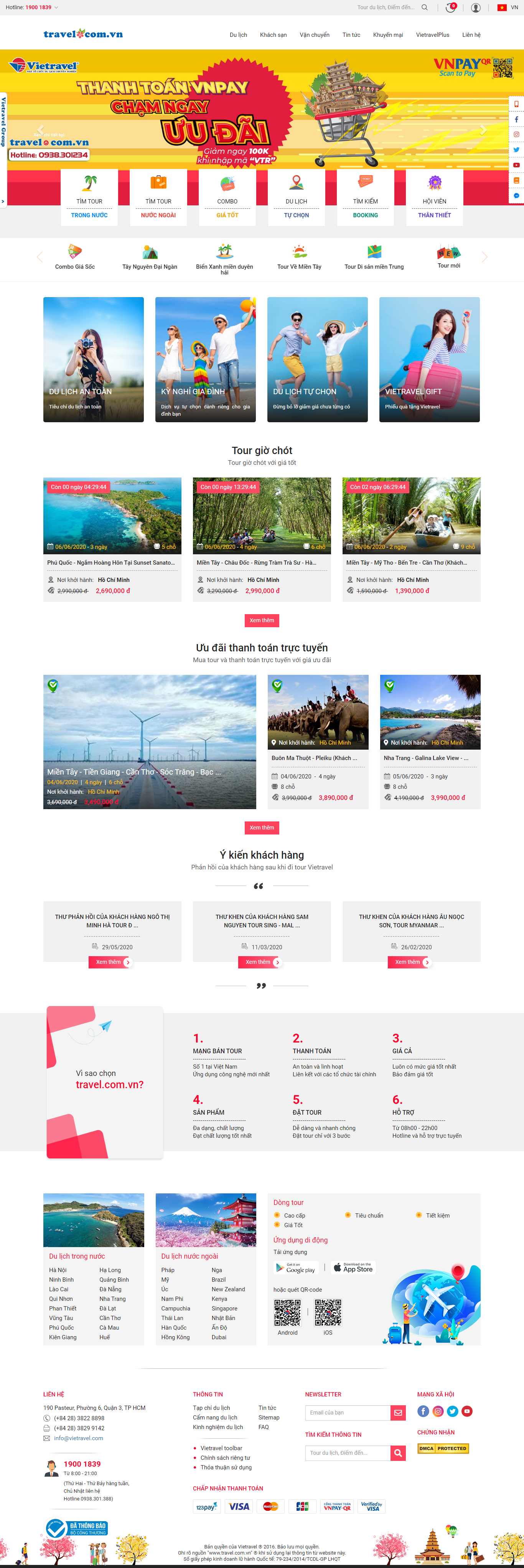 Thiết kế web đặt tour - travel.com.vn