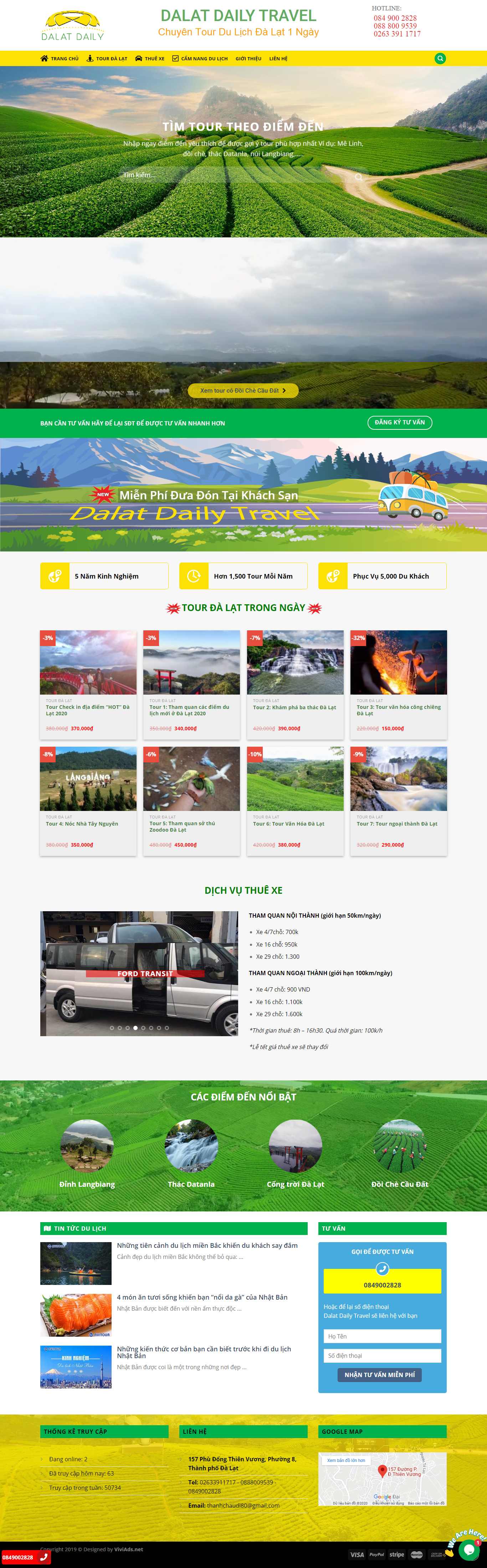 Thiết kế web đặt tour - dalatdaily.com